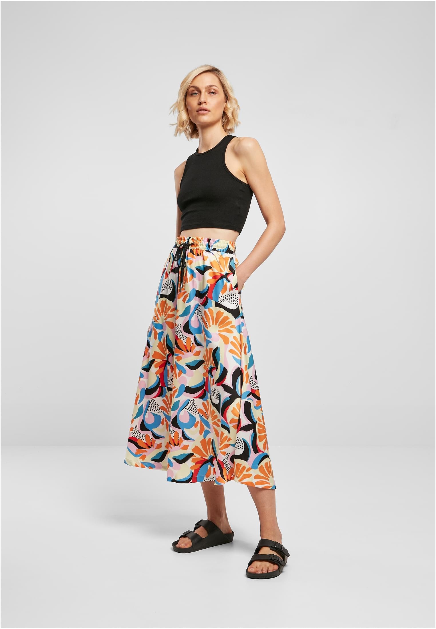 URBAN CLASSICS Jerseyrock »Damen Ladies AOP Satin Midi Skirt«, (1 tlg.)  online bestellen | BAUR