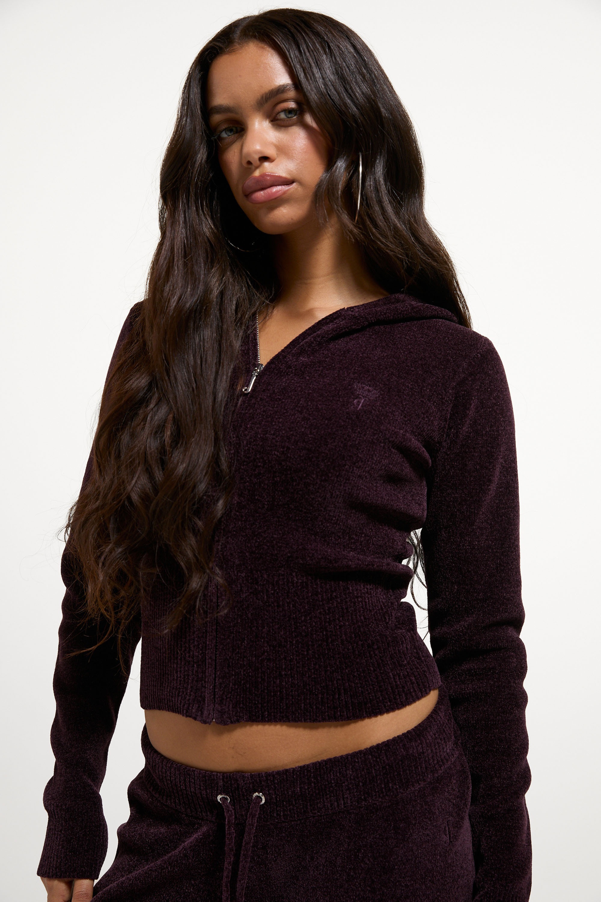 Juicy Couture Kapuzennickijacke »MAYA KNIT HOODIE Damen« mit Kapuze Trainingsjacke Damen, Sweatjacke mit Kapuze, Strick, mit Glitzer, Sale