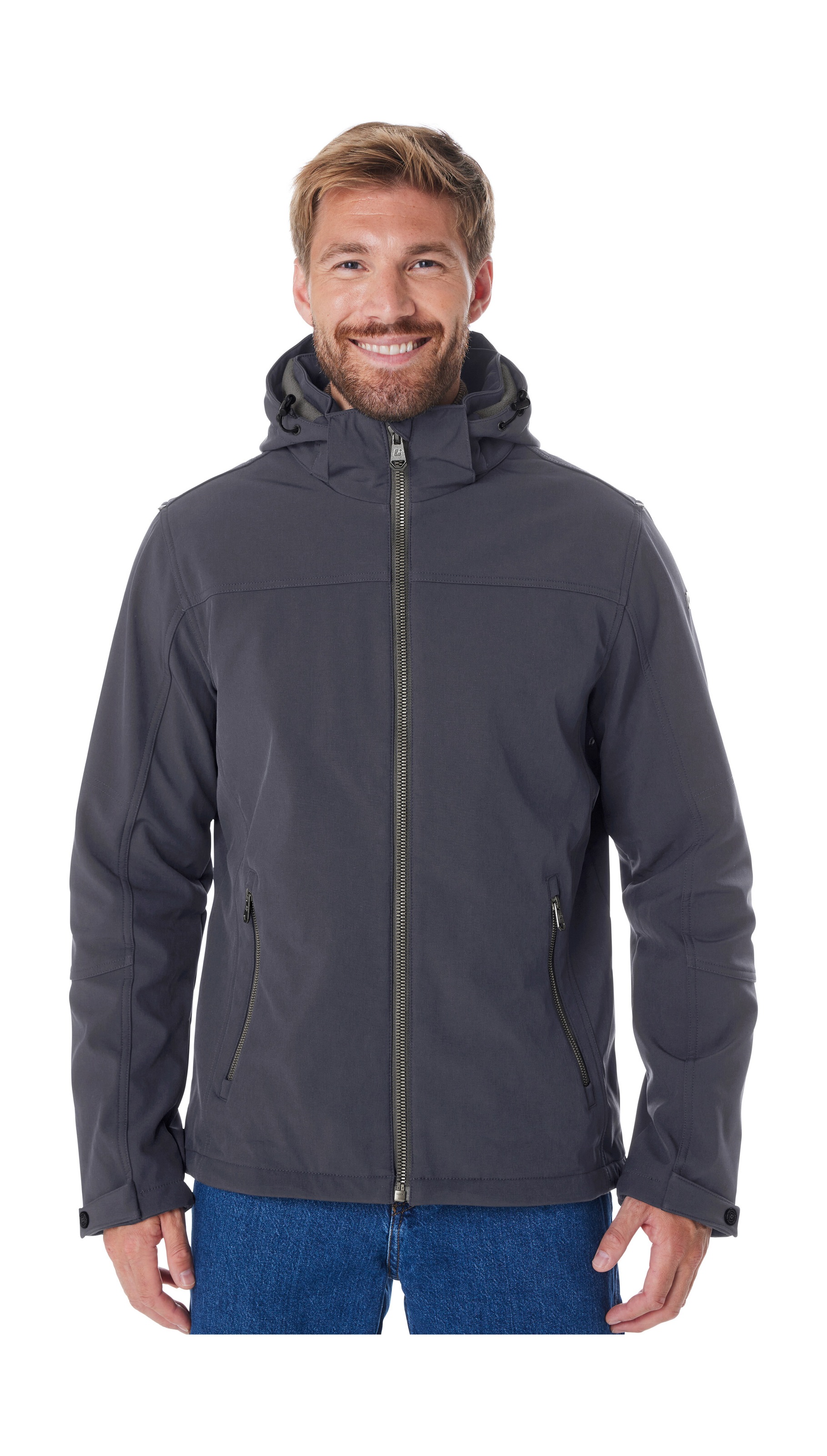 Softshelljacke KILLTEC "Herren Softshelljacke", Herren, Gr. 3XL, grau (anthrazit), Oberseite: 100% Polyester;Rückseite: 100% Polyester, Jacken Softshelljacke, Wasserabweisende Softshelljacke mit Fleece, abnehmbarer Kapuze