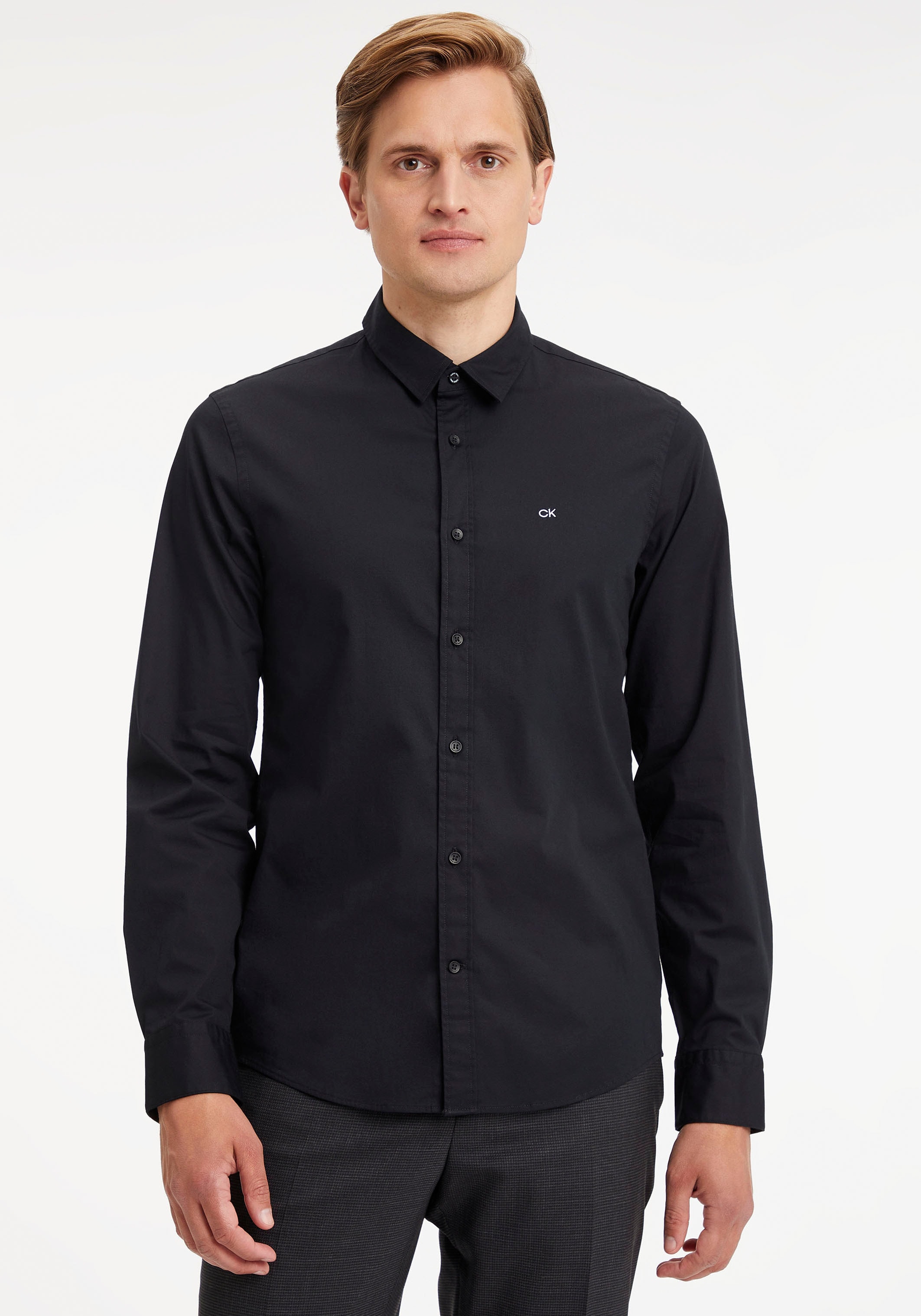 Calvin Klein Langarmhemd "SLIM FIT STRETCH POPLIN", mit Kentkragen günstig online kaufen