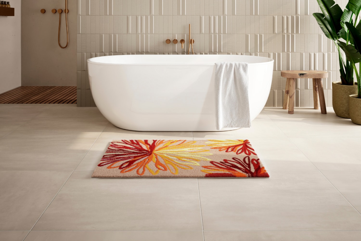 Grund 1100000002199 »Art« Höhe 20 mm rutschhemmend beschichtet fußbodenheizungsgeeignet florales Muster, elegante Badematte
