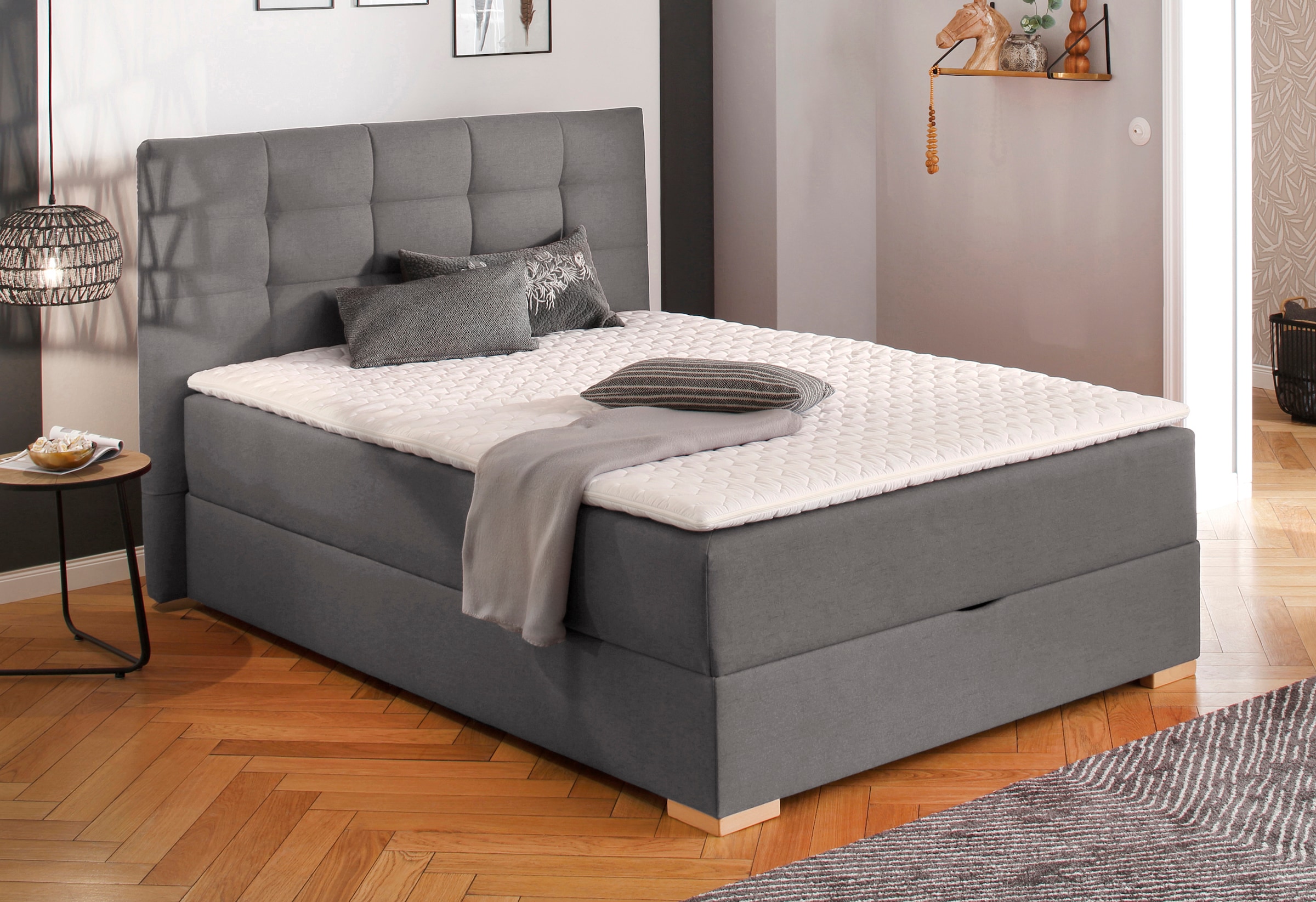 Home affaire Boxbett "Olivet mit Bettkasten" in 4 Farben, 4 Breiten, 2 Matratzenarten, auch in Überlänge 220 cm