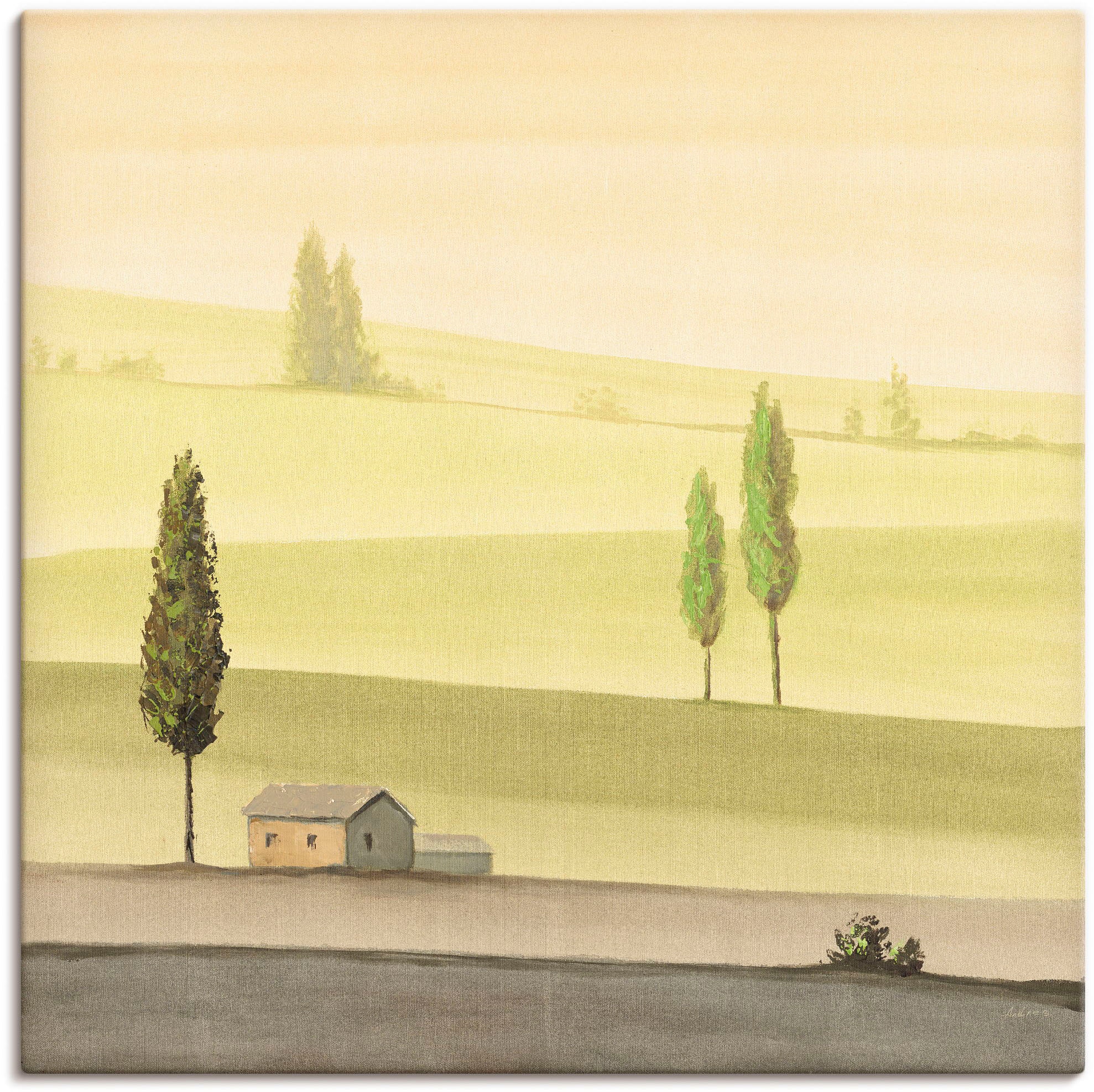 Artland Wandbild "Landschaft in Grün II" Wiesen & Bäume 1 Stk. tlg. als Lei günstig online kaufen