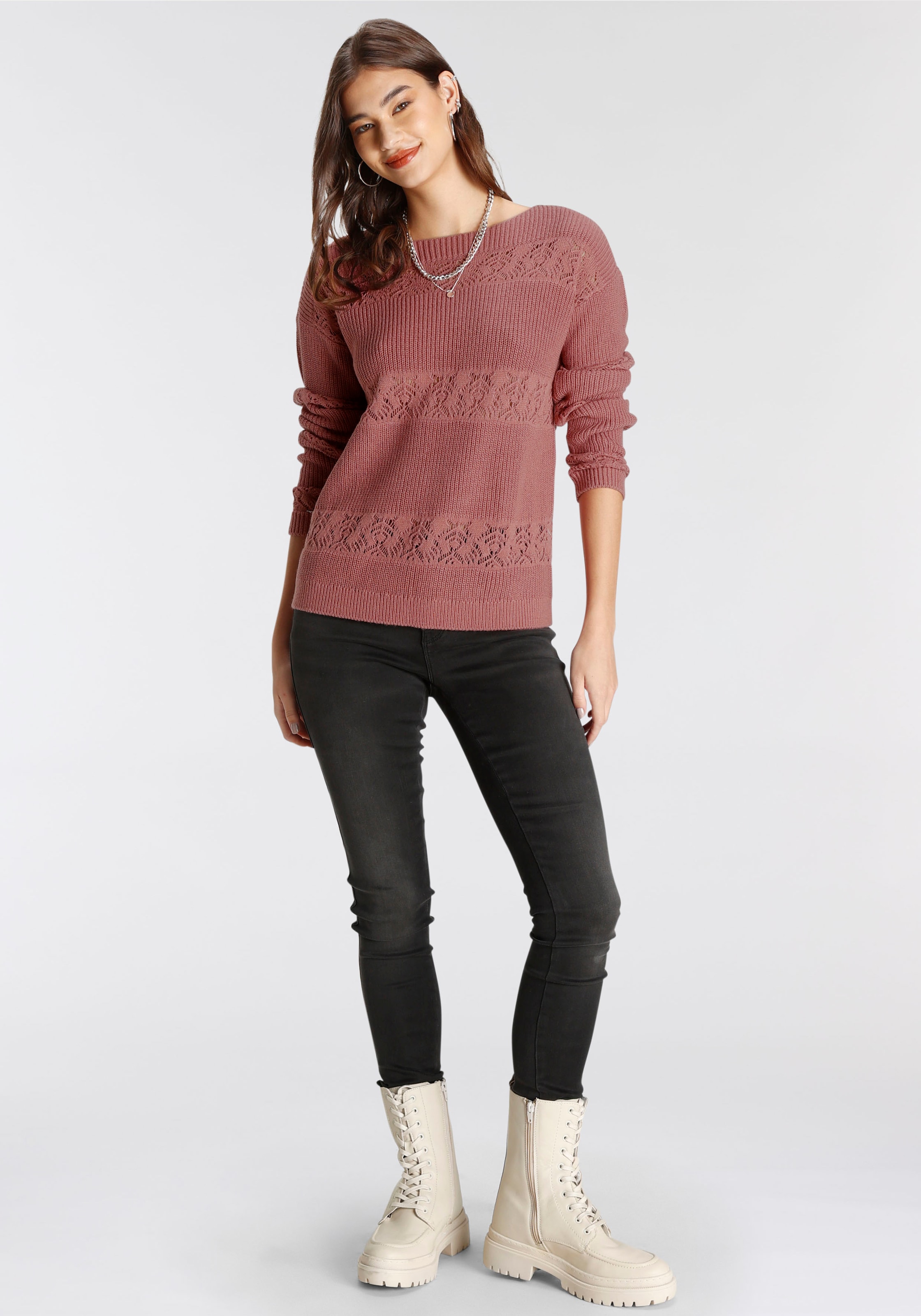 Laura Scott Strickpullover, mit Ajour-Muster - NEUE KOLLEKTION