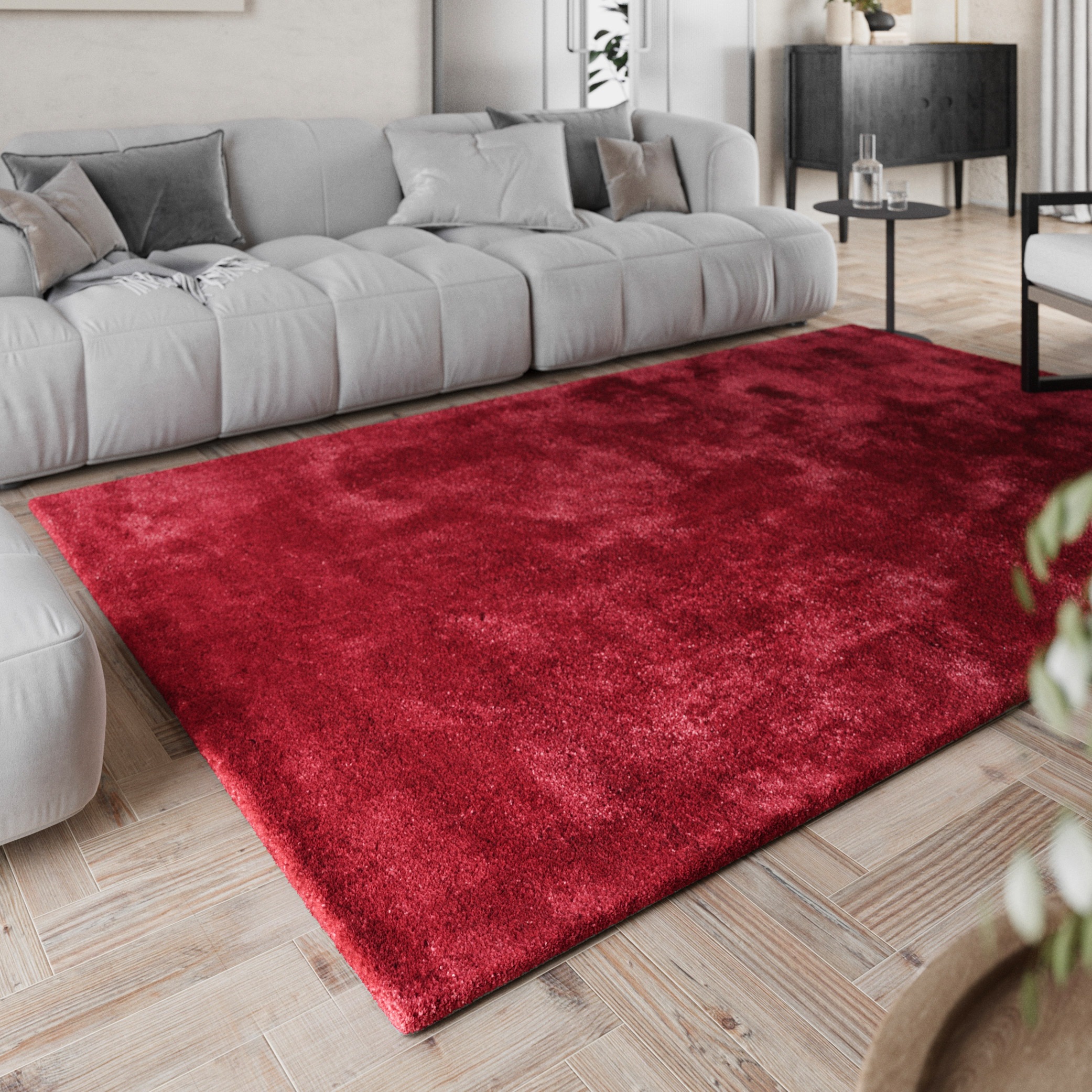 Homie Living Teppich »Pisa«, rund, 25 mm Höhe, Hochflor, Microfaser, uni, weich, Shaggy, Wohnzimmer, Schlafzimmer
