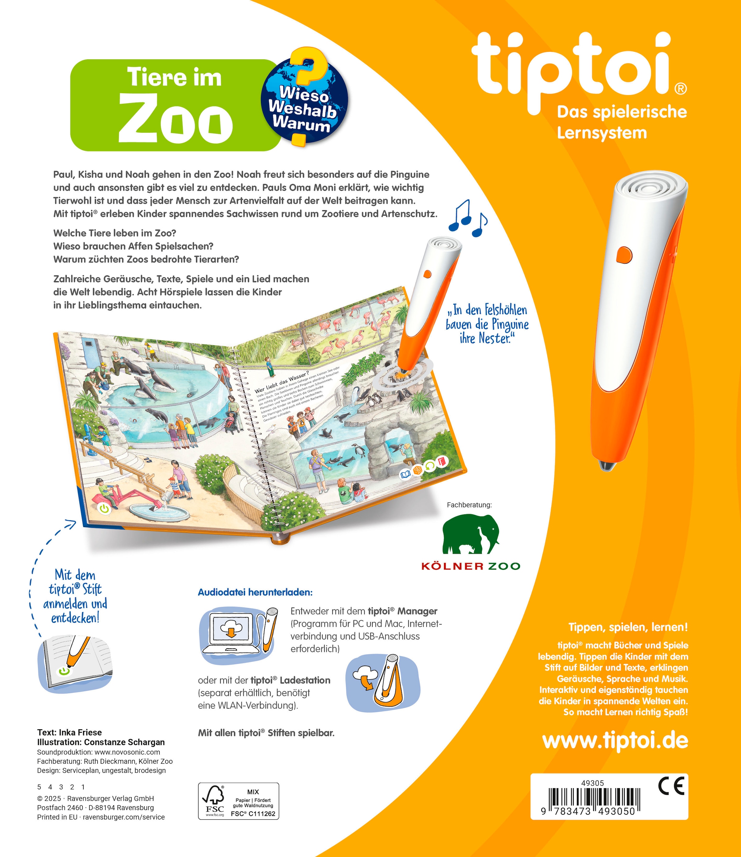 Ravensburger Buch »tiptoi® Wieso? Weshalb? Warum? - Tiere im Zoo«, Made in Europe