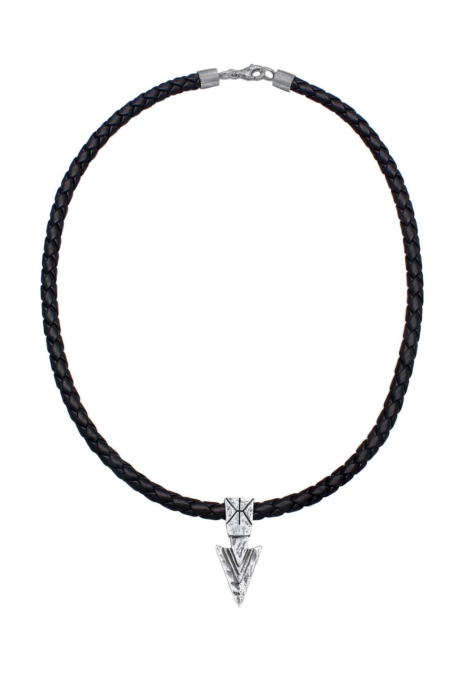Kuzzoi Kette mit Anhänger »Herren Lederkette Arrow Pfeil Oxidiert 925 Silber«