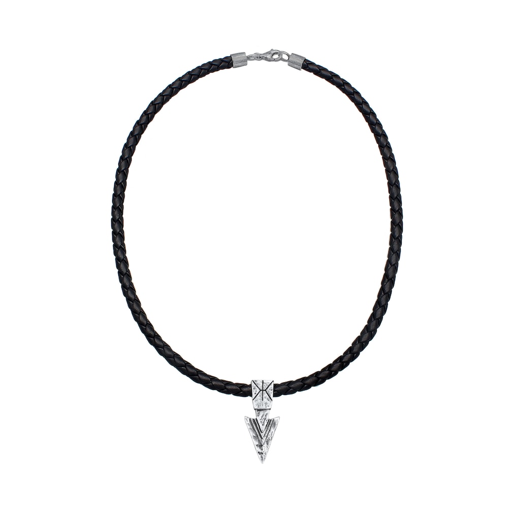 Kuzzoi Kette mit Anhänger »Herren Lederkette Arrow Pfeil Oxidiert 925 Silber«