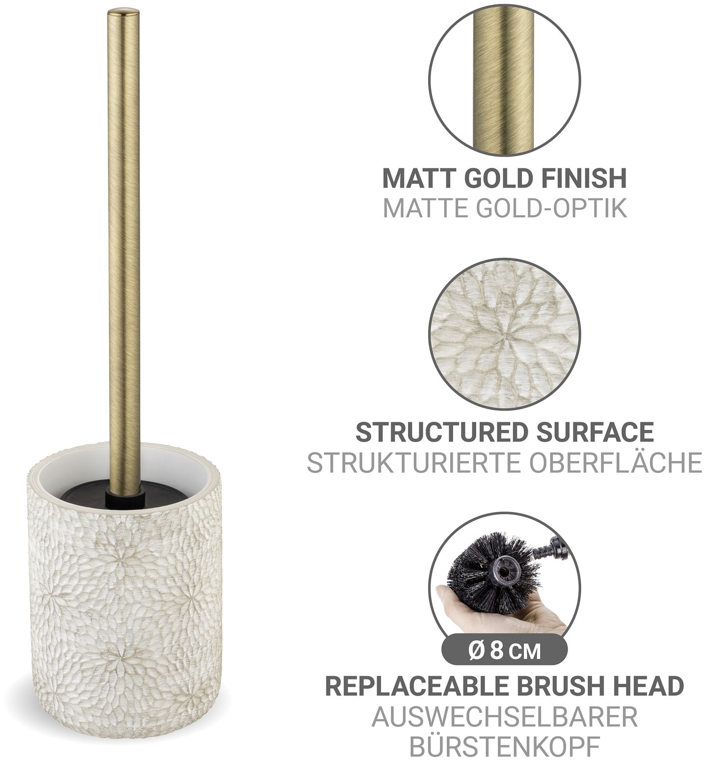 WENKO WC-Garnitur »Montalfano« aus Kunststoff | Polyresin (Kunststein)