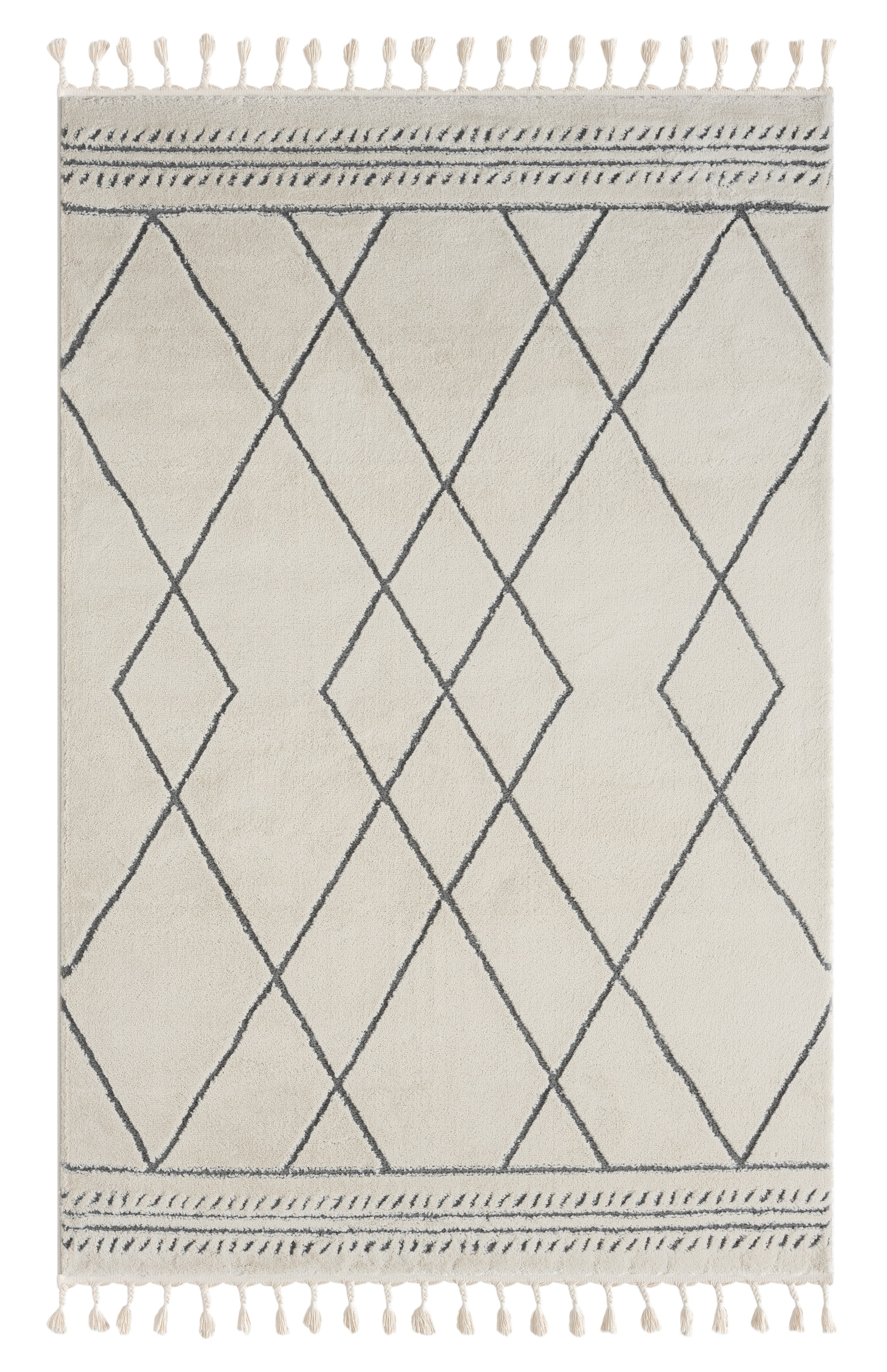 Myflair Möbel & Accessoires Hochflor-Teppich »Moroccan Design Lagerräumung«, rechteckig, 24 mm Höhe, modern, marokkanisches Design, Rauten Muster, weich, mit Fransen