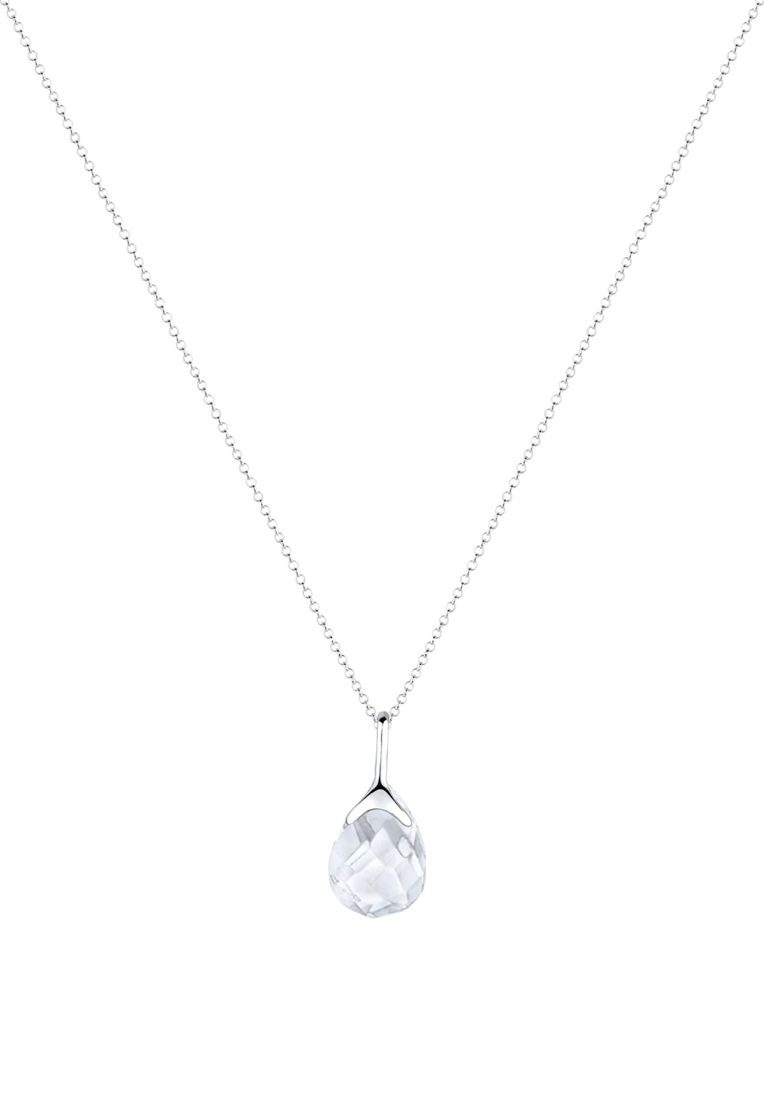 Elli Kette mit Anhänger »Bergkristall Tropfen Klassisch 925 Silber«