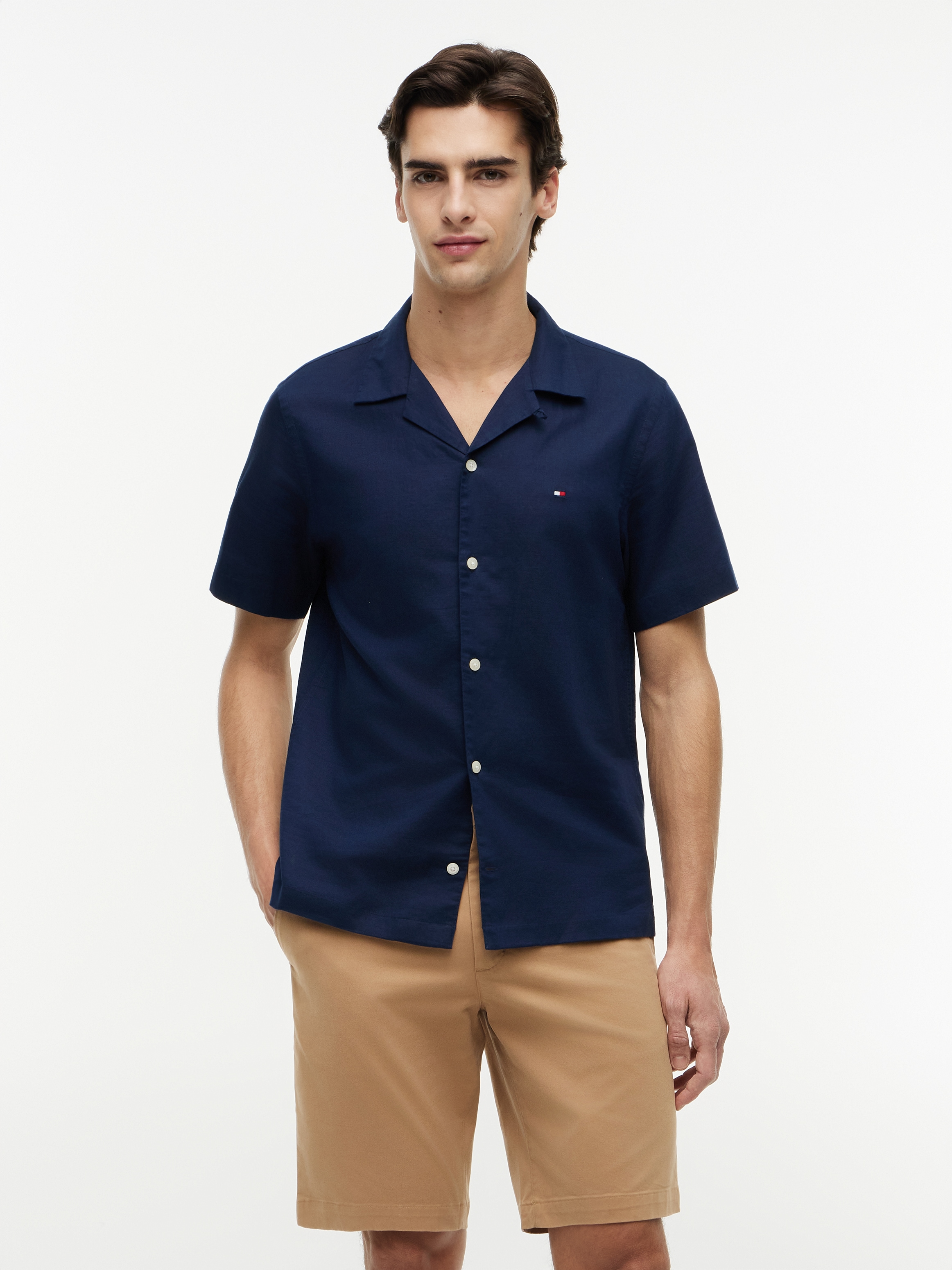 Tommy Hilfiger Kurzarmhemd "LINEN BLEND SOLID SS RF SHT"