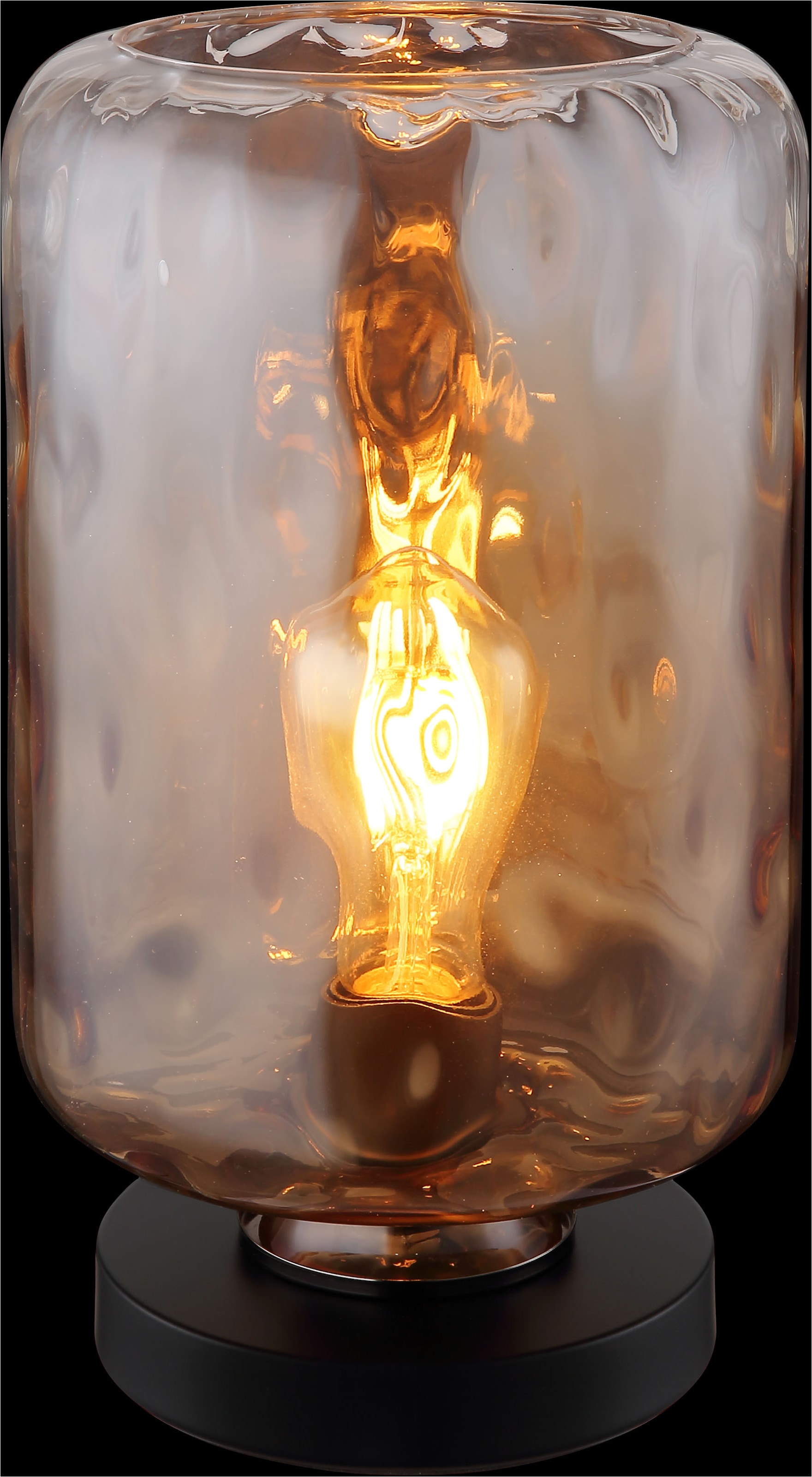 GLOBO LIGHTING Tischleuchte »DARINA«, Leuchtmittel E27 | ohne Leuchtmittel, Tischlampe/schwarz/Glas amber/Wohnzimmer/Schlafzimmer