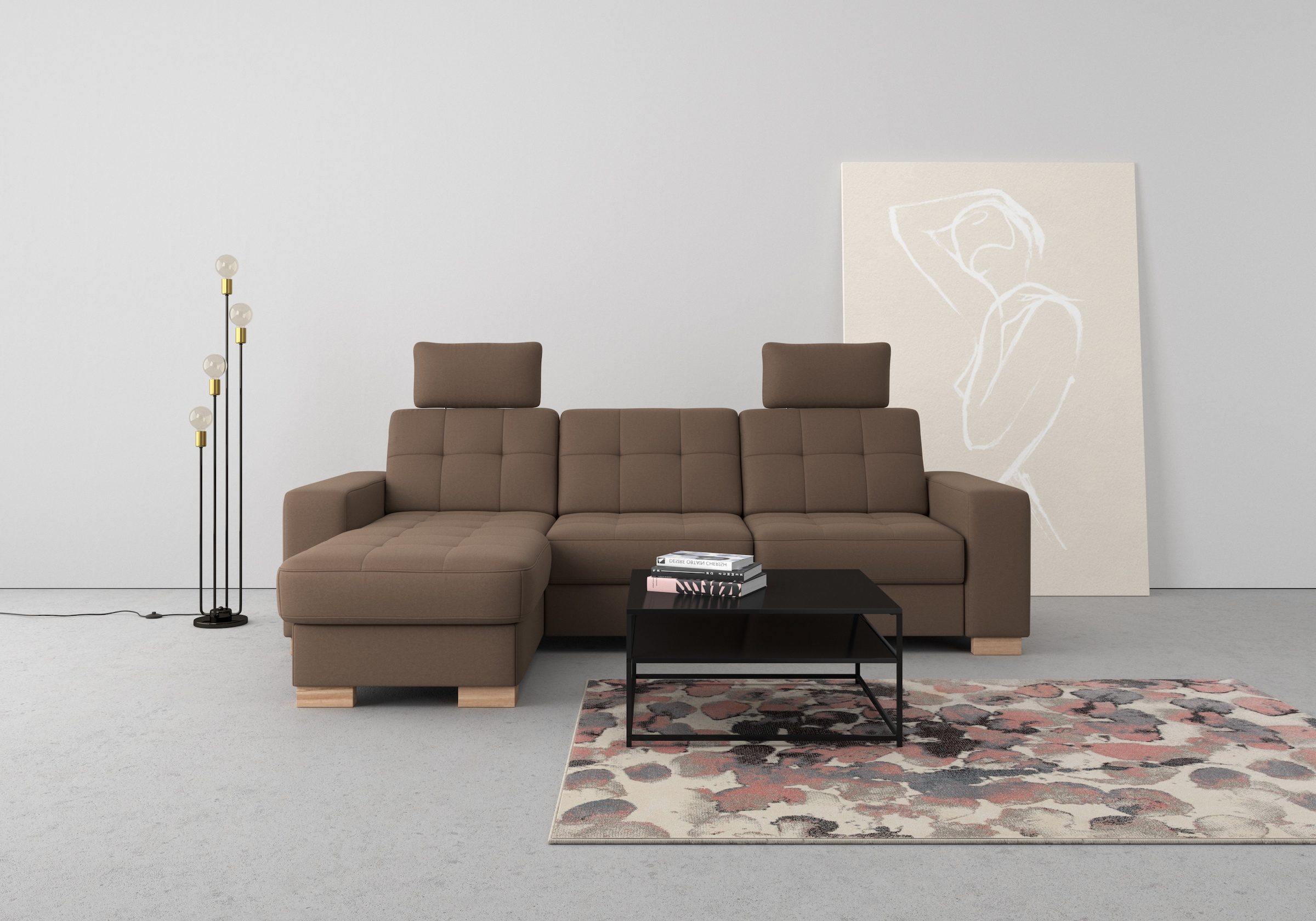 sit&more Ecksofa »Quincy L-Form« wahlweise mit Bettfunktion und Bettkasten