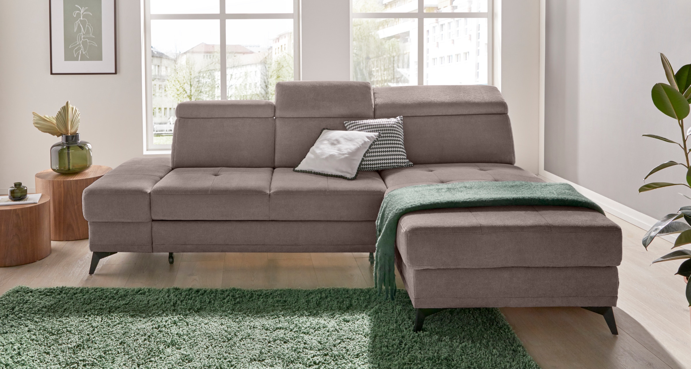 Home affaire Ecksofa "Cardiz L-Form" inkl.Kopfteilverstellung und Federkern günstig online kaufen