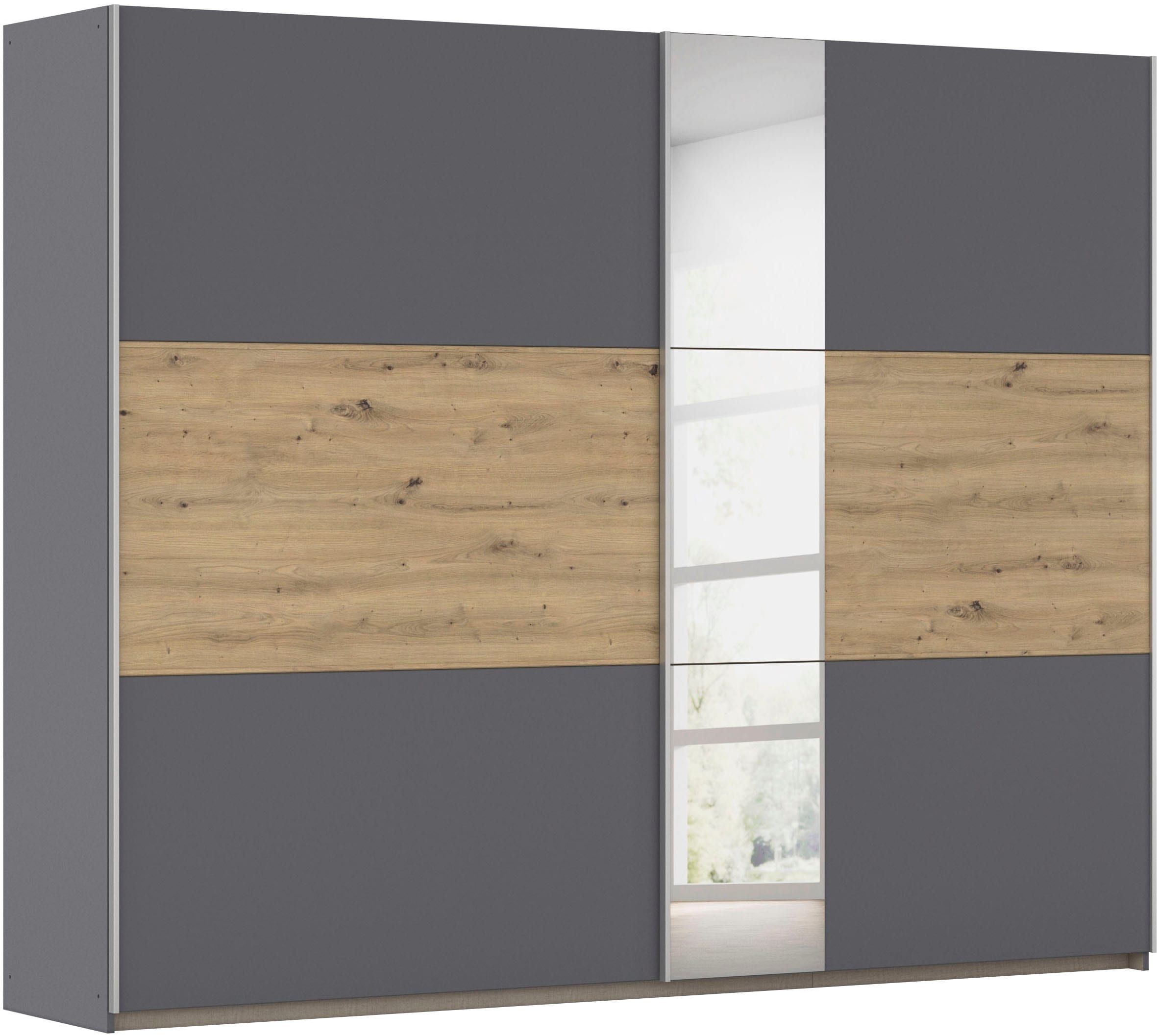 OTTO home Kleiderschrank "Mehrzweckschrank Aktenschrank Möbel Mietswohnung TOPSELLER ASTANA" 3 Ausstattungen BASIC/CLASSIC/PREMIUM (inkl. SOFT-CLOSE-FUNKTION), mit 3 Spiegelelementen, Metallgriffleisten alufarbig MADE IN GERMANY