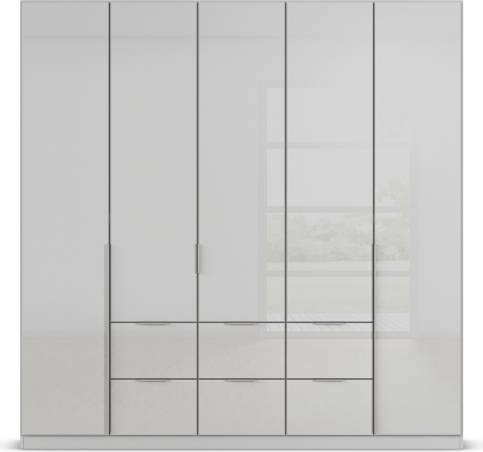 rauch Drehtürenschrank »Kleiderschrank Kleiderschränke Schrank Garderobe AGORDO mit Glasfront«, (in zwei Griff-Farben mit Glasfront), mit Außenschubkästen, in 6 Breiten und 2 Höhen MADE IN GERMANY