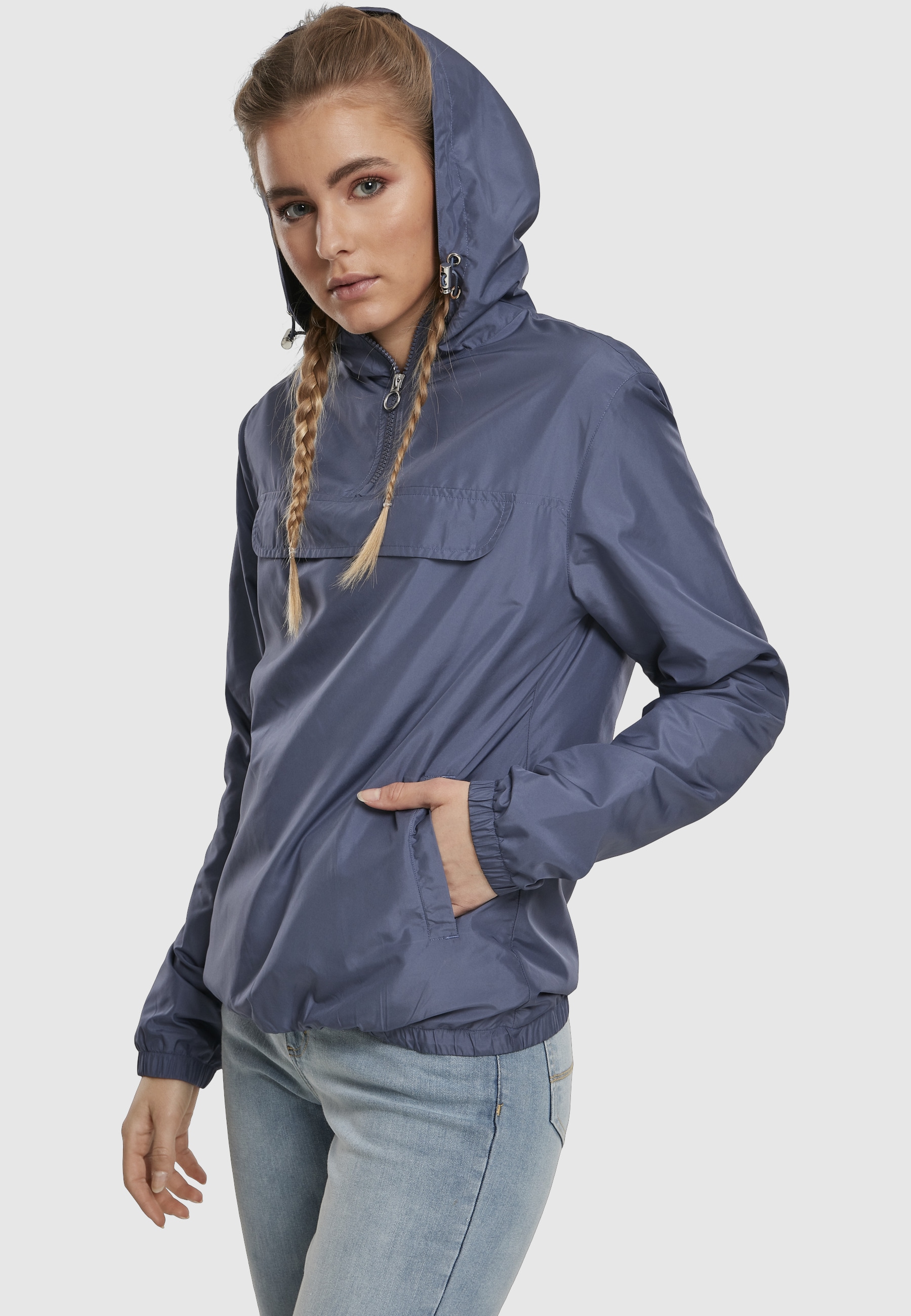 URBAN CLASSICS Allwetterjacke »Urban Classics Damen Ladies Basic Pull Over Jacket« 1 Stk. tlg. mit Kapuze