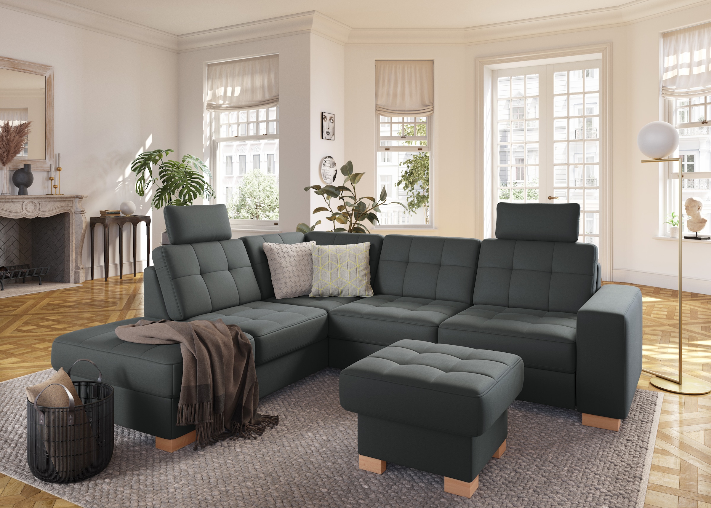 sit&more Ecksofa »Quincy L-Form«, wahlweise mit Bettfunktion und Bettkasten