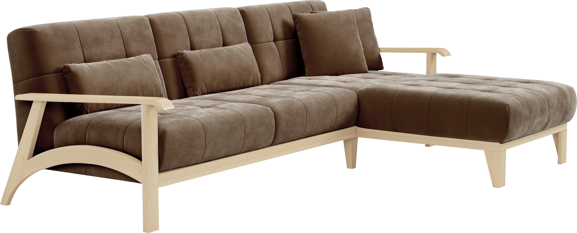sit&more Ecksofa »Billund L-Form«, Armlehnen aus Buchenholz in natur, verschiedene Bezüge und Farben