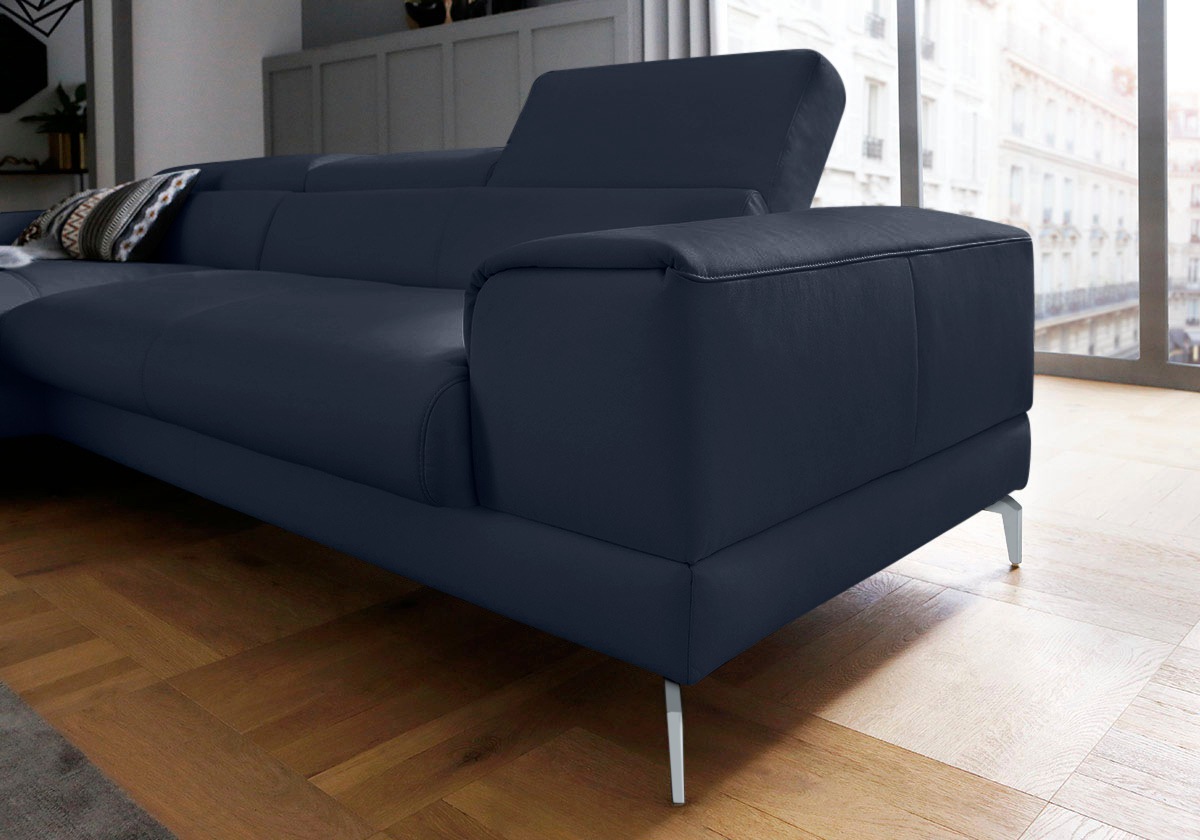 W.SCHILLIG Ecksofa »piedroo, Designsofa mit tollem Sitzkomfort, bequem und elegant, L-Form«, Kopfteilverstellung, wahlweise mit Sitztiefenverstellung, Breite 303cm
