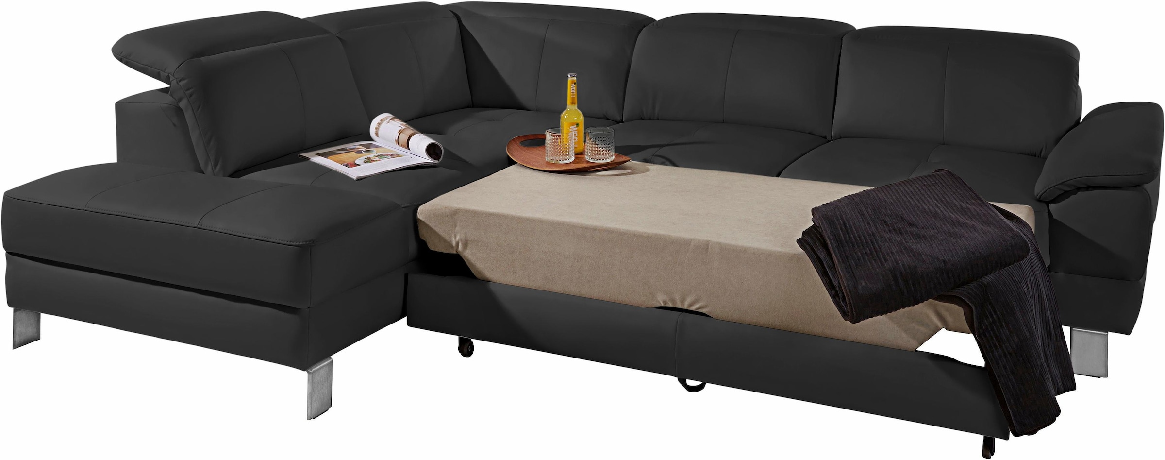 exxpo - sofa fashion Ecksofa »Mantua, L-Form«, mit Kopf- bzw. Rückenverstellung, Bettfunktion u. Bettkasten