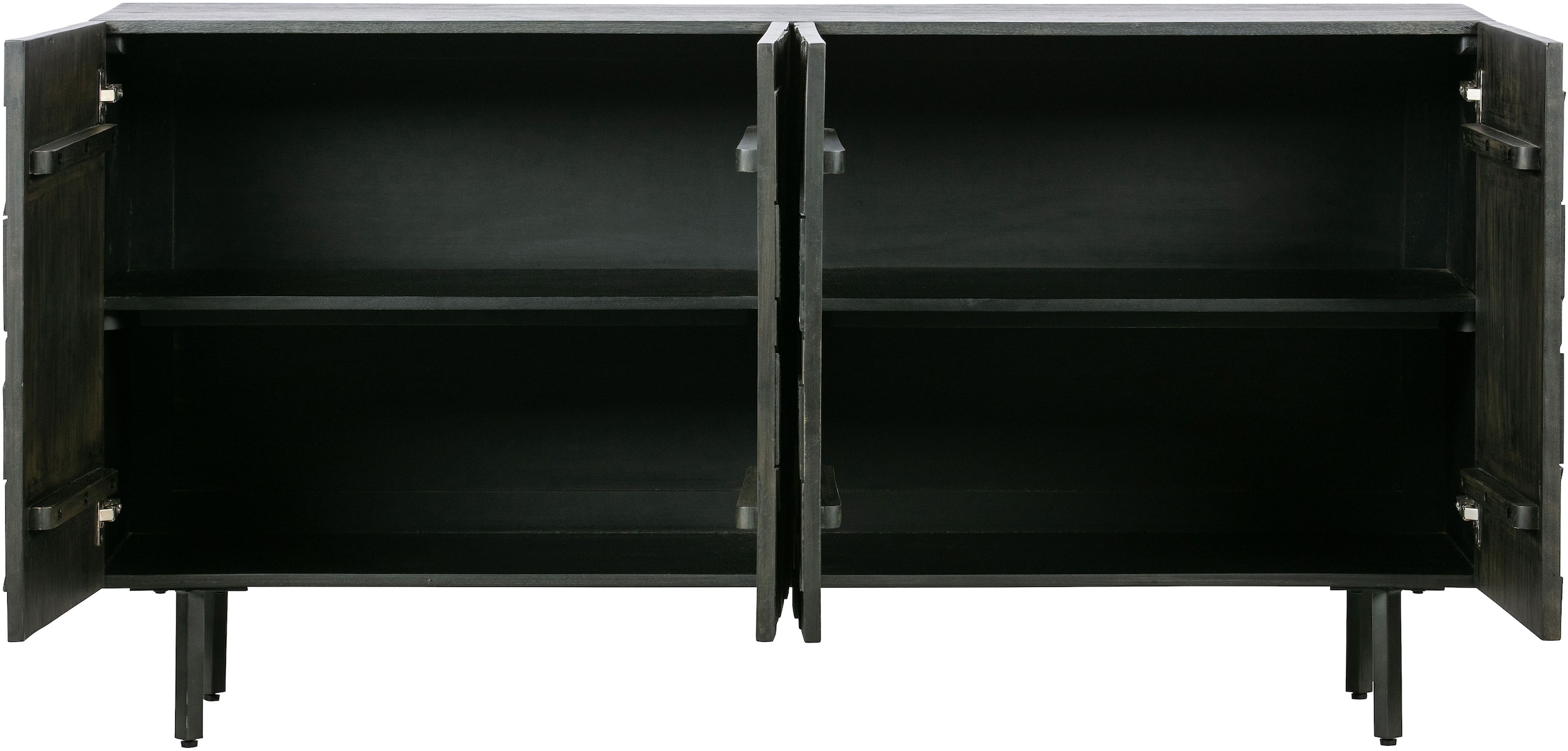 WOOOD Sideboard »Counter mit Massivmangoholz und gefrästen Türen B 160 x T 40 x H 83 cm« Tragkraft 10 kg pro Einlegeboden, Dämpfung Funktion