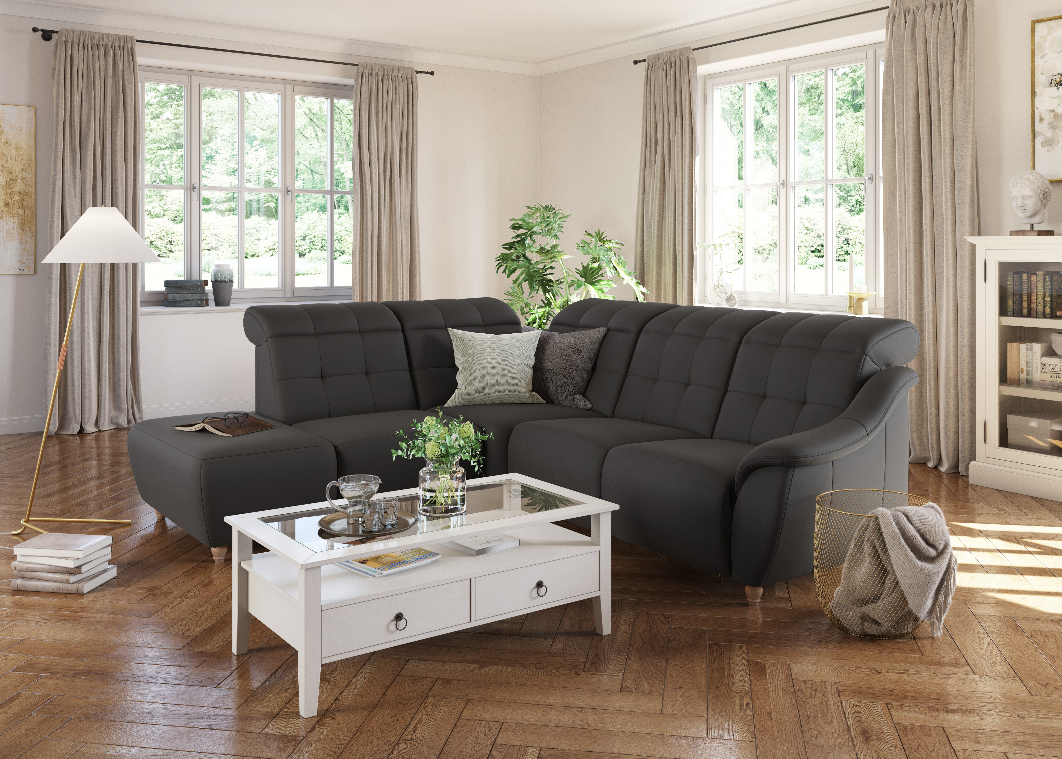 Home affaire Ecksofa "Boston L-Form" Kopfteilverstellung an jeder Sitzfläche, wahlweise Relaxfunktion