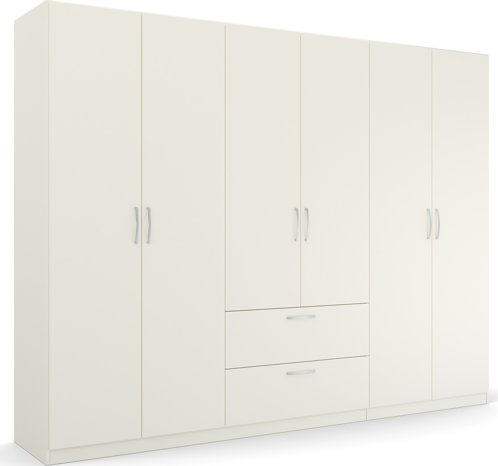 rauch Drehtürenschrank "Kleiderschrank Schrank Garderobe Ankleide PURE BY QUADRA SPIN" Breiten: 181/226/271 cm, Höhe 210 cm, in puristischem Design mit Griffen in Alufarben MADE IN GERMANY