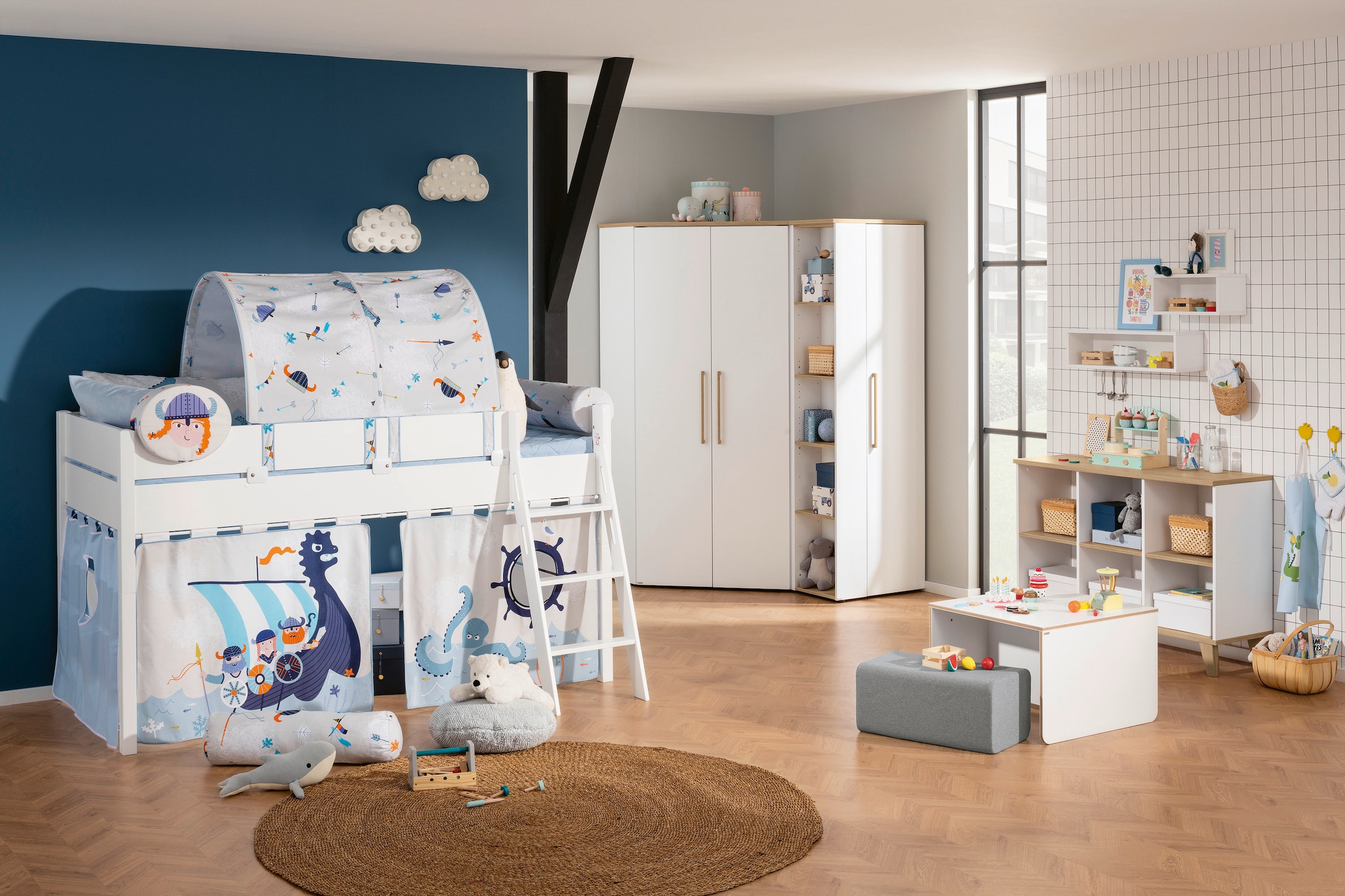 PAIDI Spielbett »TIAGO in verschiedenen Größen und Farben, mit Leiter« Höhe 120 / 160 cm, 120 kg Tragkraft, 5 Jahre Garantie,  Rausfallschutz, geprüfte Sicherheit, umbaubares Bett mit Massivholz