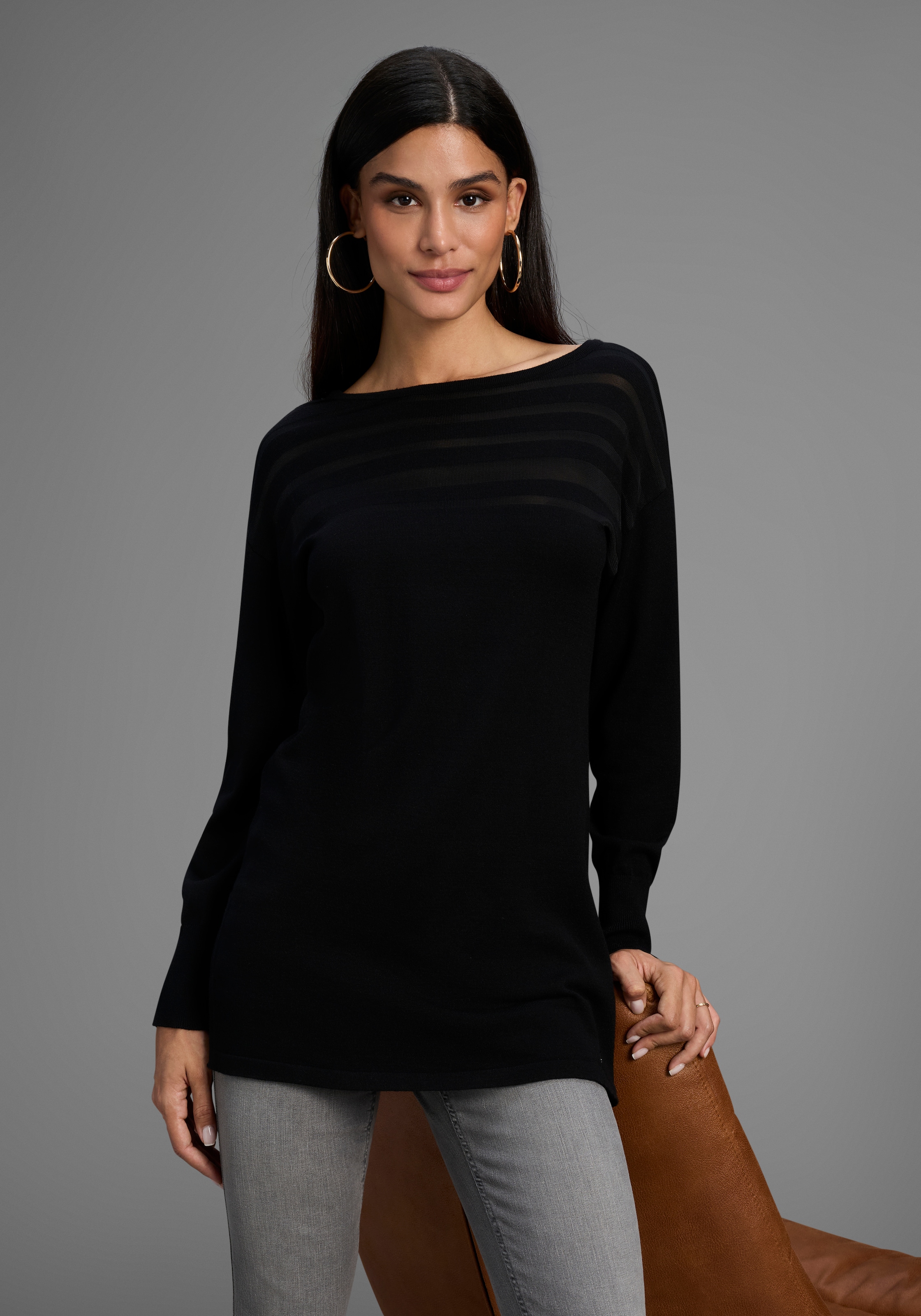 Laura Scott Strickpullover, mit Meshstreifen - NEUE KOLLEKTION günstig online kaufen