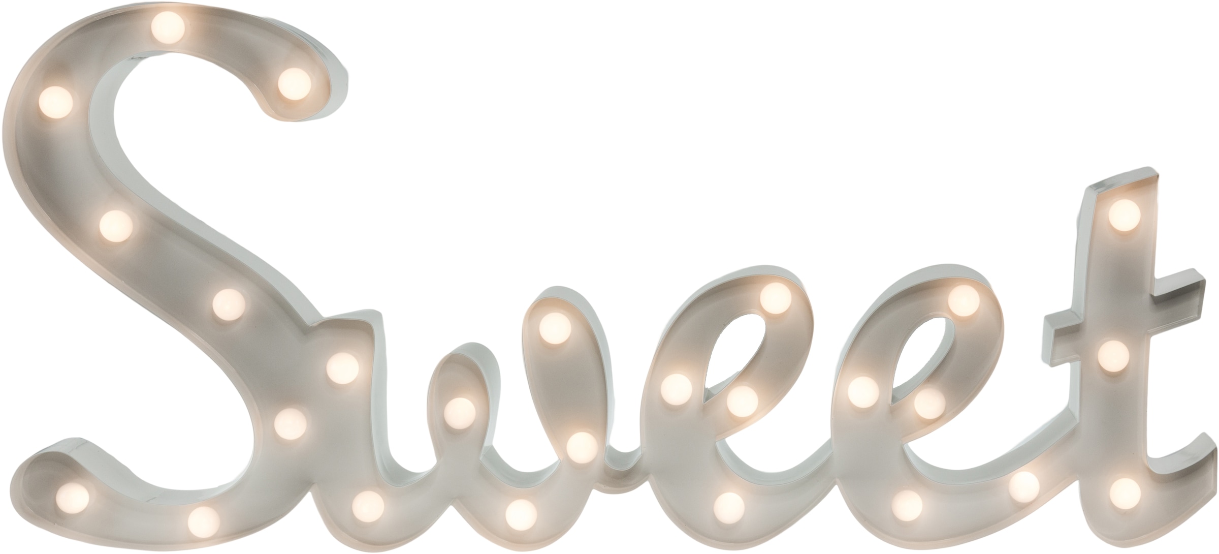 MARQUEE LIGHTS LED Dekolicht "Sweet", 26, H: 31cm, 1 Stk., weiß, Leuchten, Wandlampe, Tischlampe Schriftzug Süß mit 26 Leuchtmittel - 57x31 cm