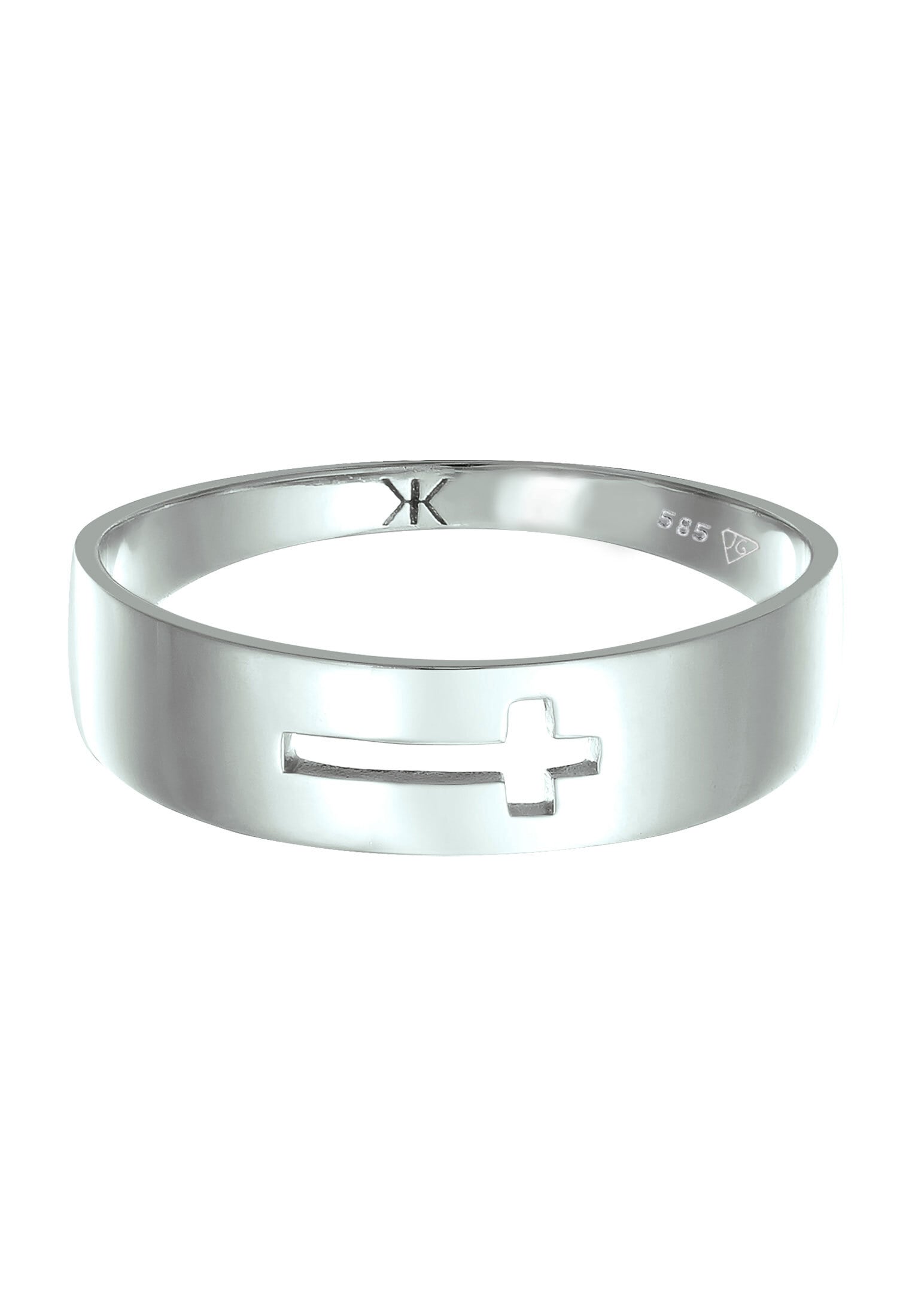 Kuzzoi Silberring »Ring Kreuz Basic 585 Weißgold«
