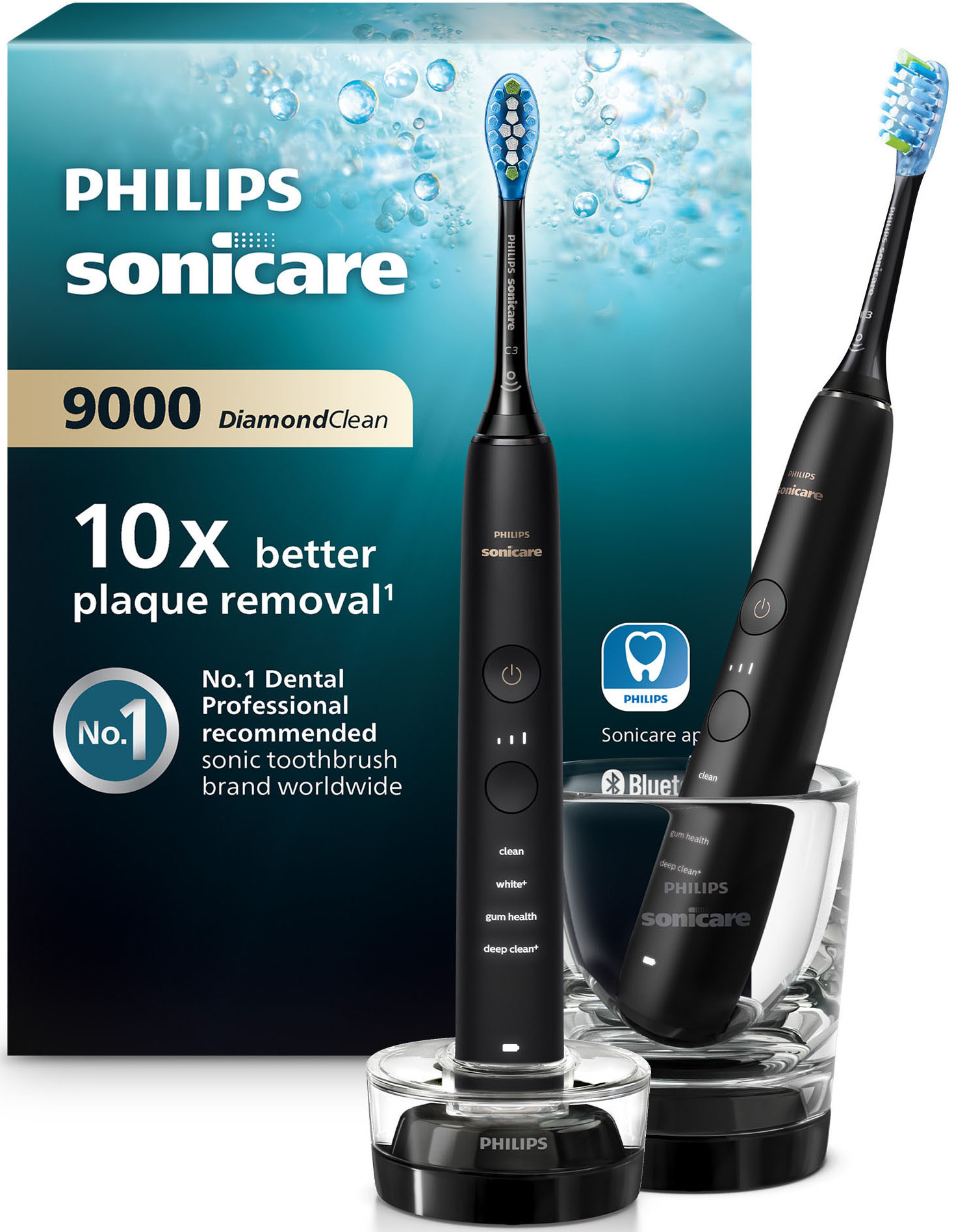 Elektrische Zahnbürste "HX9914", schwarz, PHILIPS SONICARE, Kunststoff, B:17,4cm H:25,2cm T:11,1cm, Elektrozahnbürsten, DiamondClean Premium