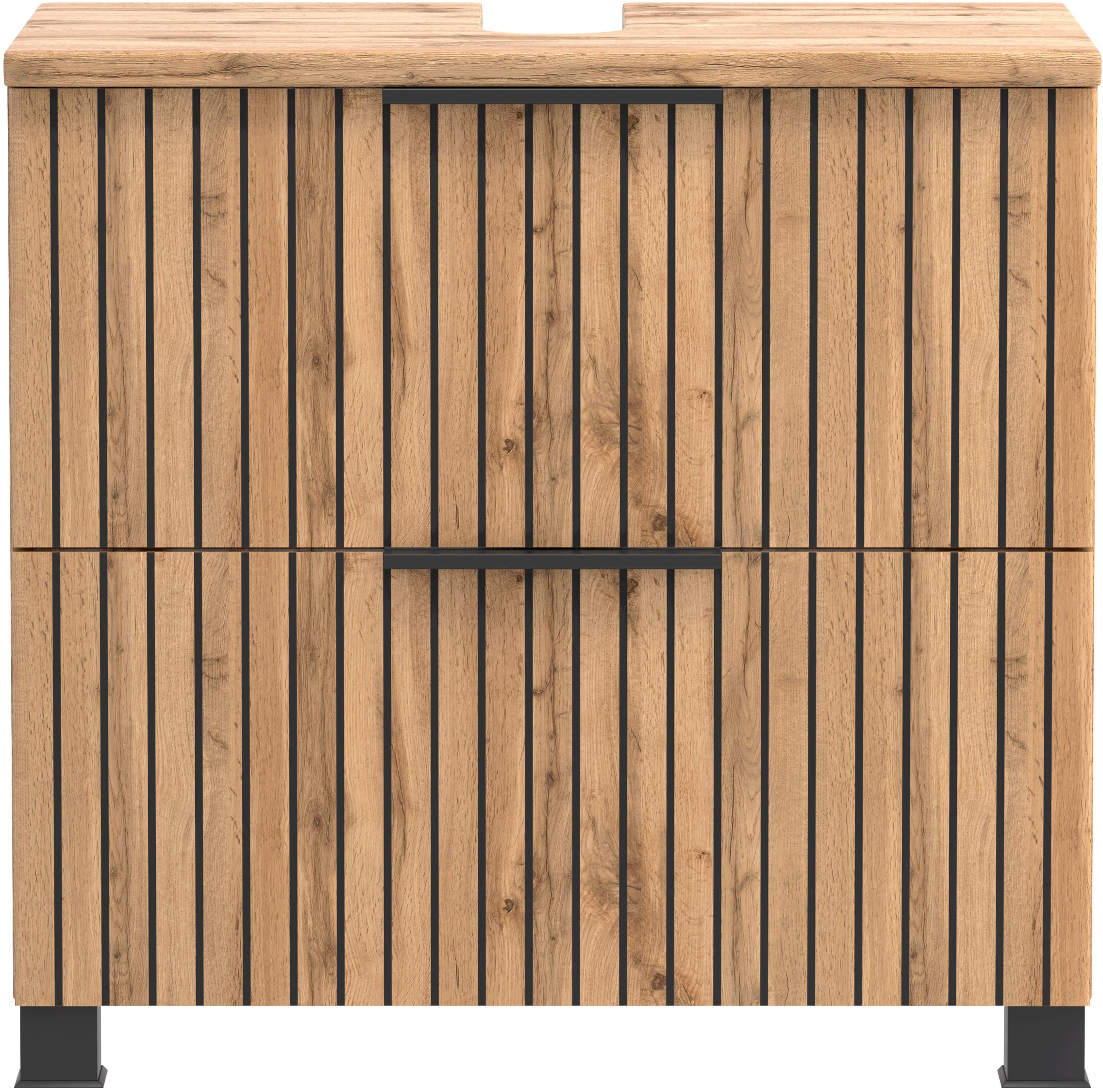 welltime Badezimmer-Set »Welltime Möbel, Carlton Unterbecken-Set 2teilig, 60 cm, gestreift«, (2 St.)