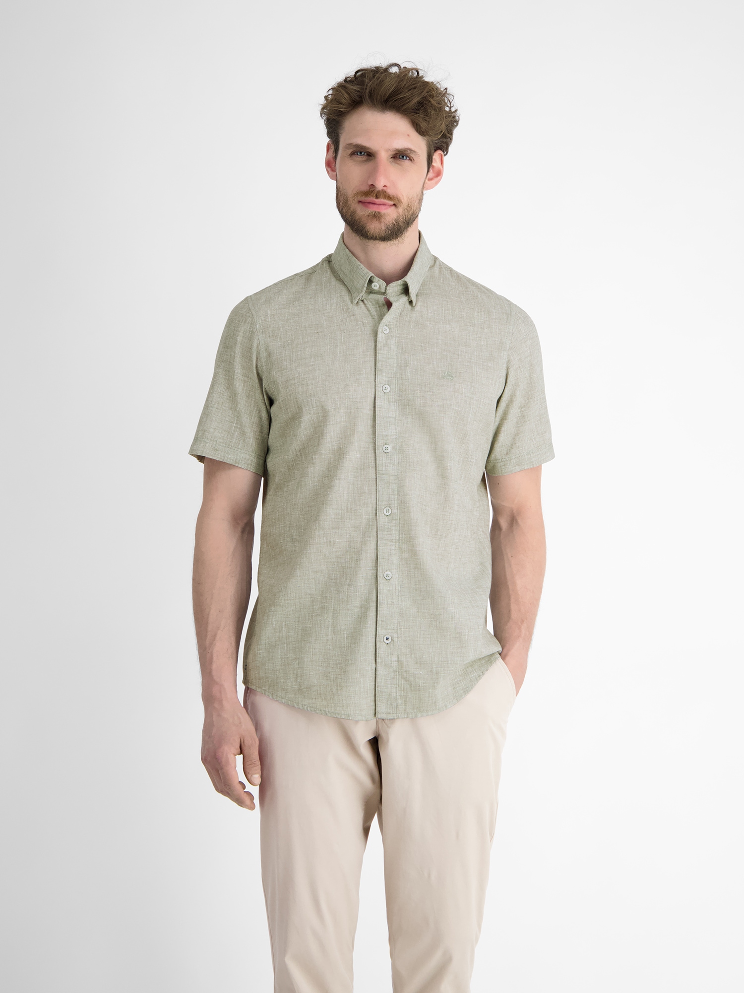 LERROS Kurzarmhemd "LERROS Kurzarmhemd mit verdecktem Button-down-Kragen" günstig online kaufen