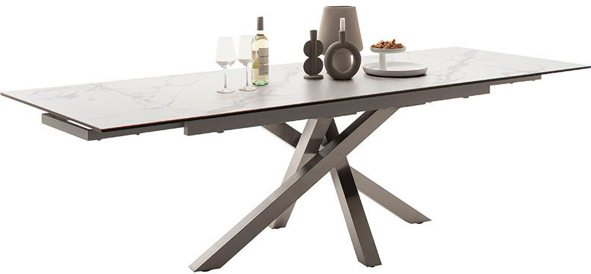 MCA furniture Esstisch »ALMIROS Auszugstisch 180-260 cm marmoriert«, (Einzelstück), Keramik,Edelstahl,Marmor-Optik,ausziehbar,belastbar 100kg,8-10 Pers.