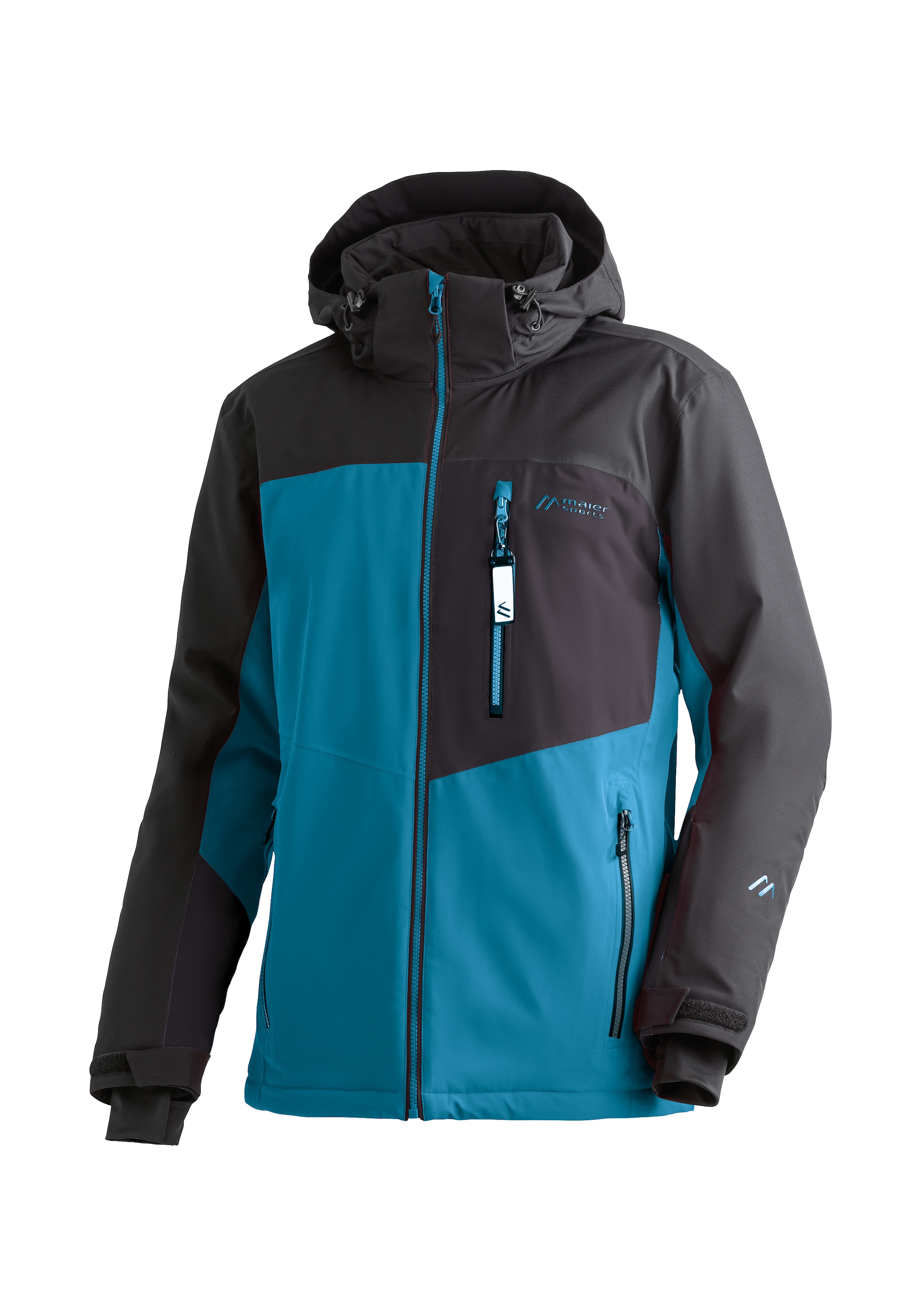 Skijacke MAIER SPORTS "Oravice", Herren, Gr. 52, blau (rauchblau), 100% Polyester, hoch geschlossener Ausschnitt, Jacken Skijacke, Herren Winterjacke mit RV-Taschen und Kapuze, wasserdicht