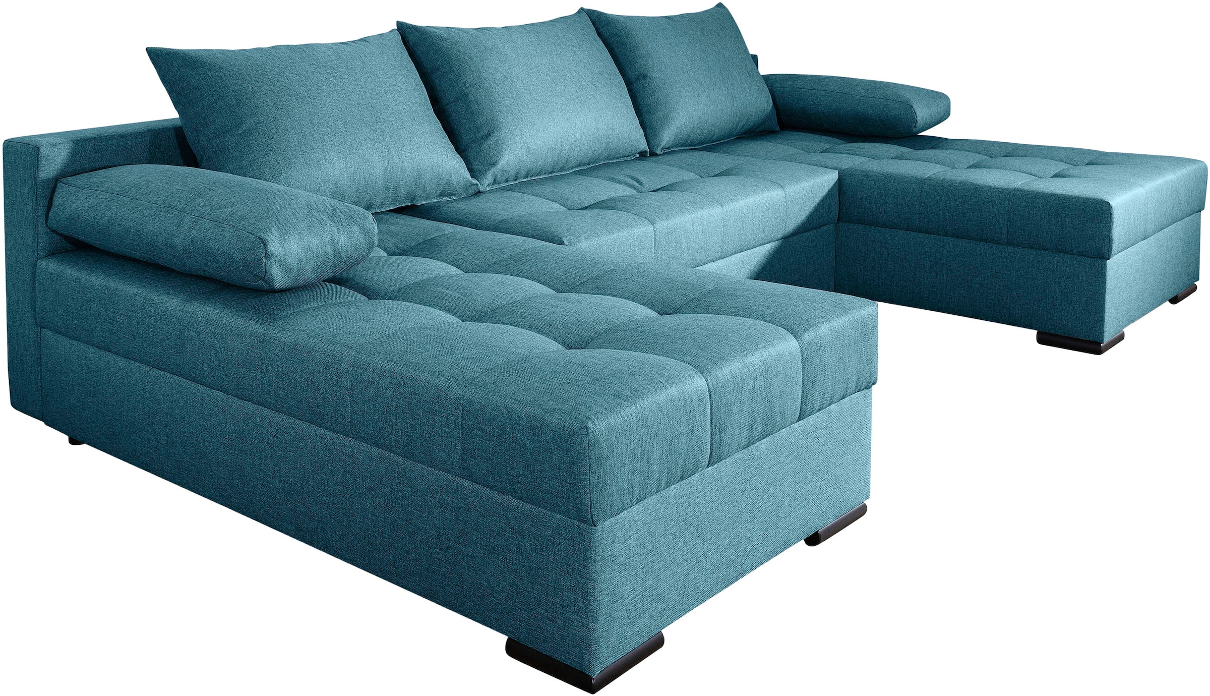 COLLECTION AB Wohnlandschaft »Josy U-Form, Breite 269 cm, Flachgewebe, Struktur, Cord & Cord/Mix«, (Cord-/Mix), inkl. Bettfunktion, Bettkasten, mit 3 gleich großen Rückenkissen