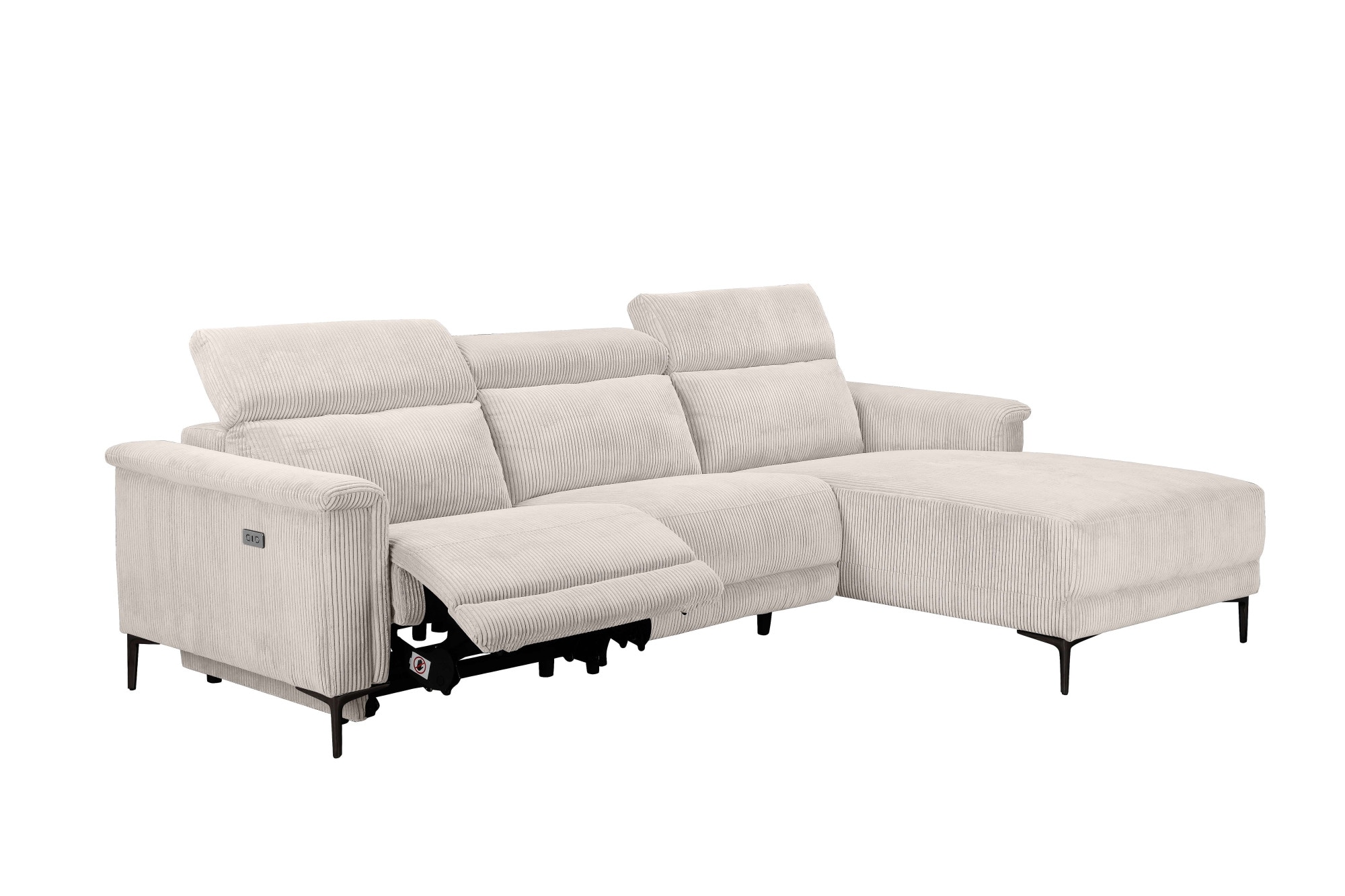 Places of Style Ecksofa »Lund in Cord, L-Form, 261 cm, mit manueller«, o. elektrischer Relaxfunktion, USB, Kopfteilverstellung