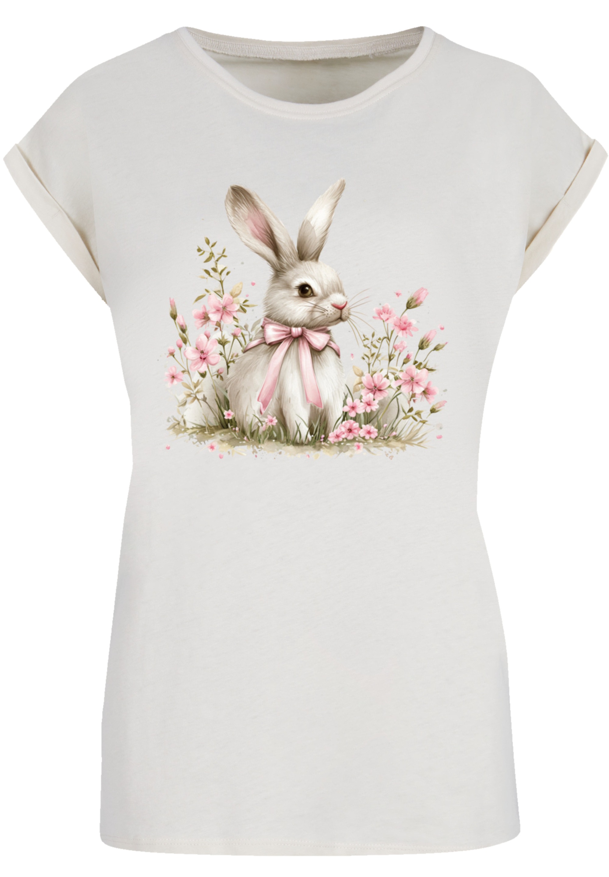 F4NT4STIC T-Shirt »Niedlicher Osterhase mit Blumen«, Premium Qualität