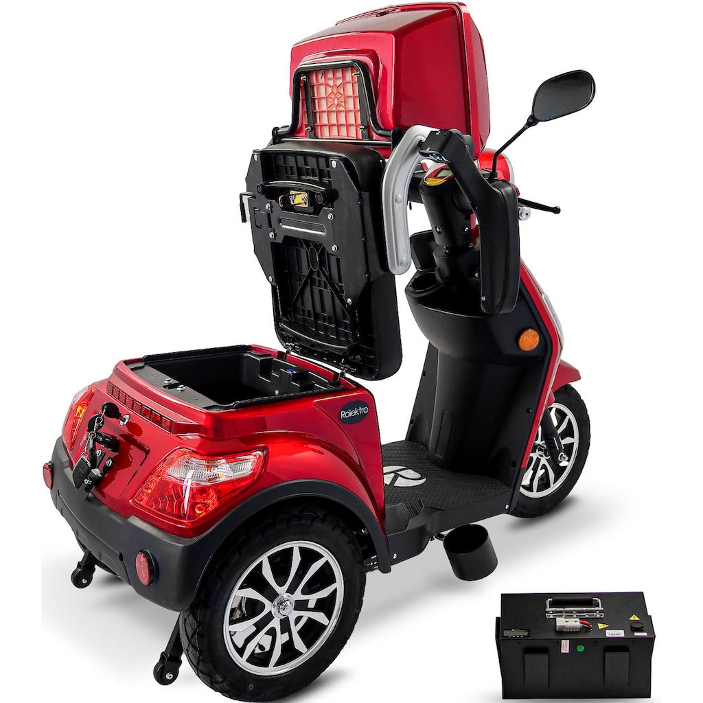 Rolektro Elektromobil »Rolektro E-Trike 15 V.3 Lithium«, 1000 W, 15 km/h, (mit Topcase)