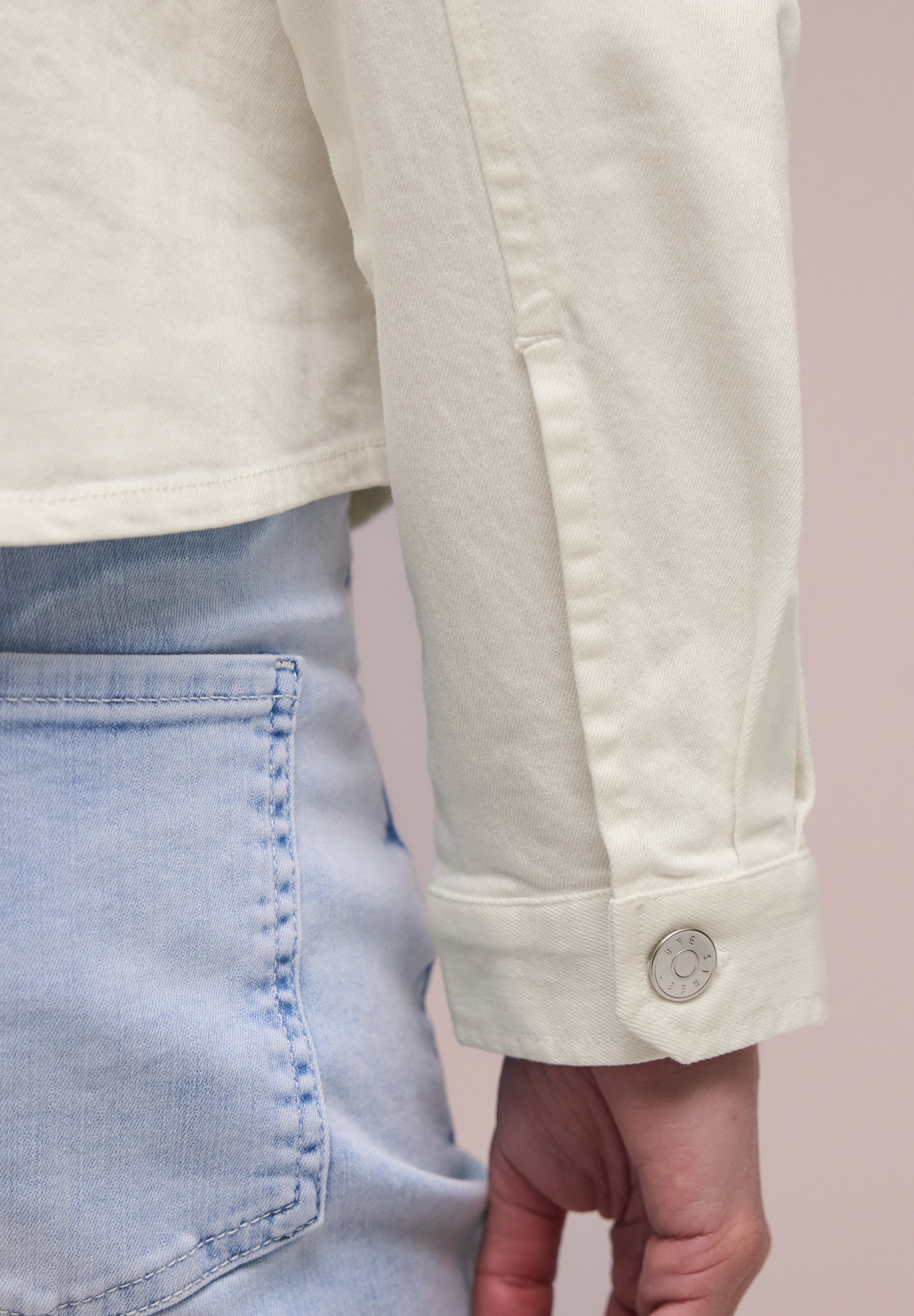 STREET ONE Jeansjacke ohne Kapuze mit Knopfleiste und Stickerei