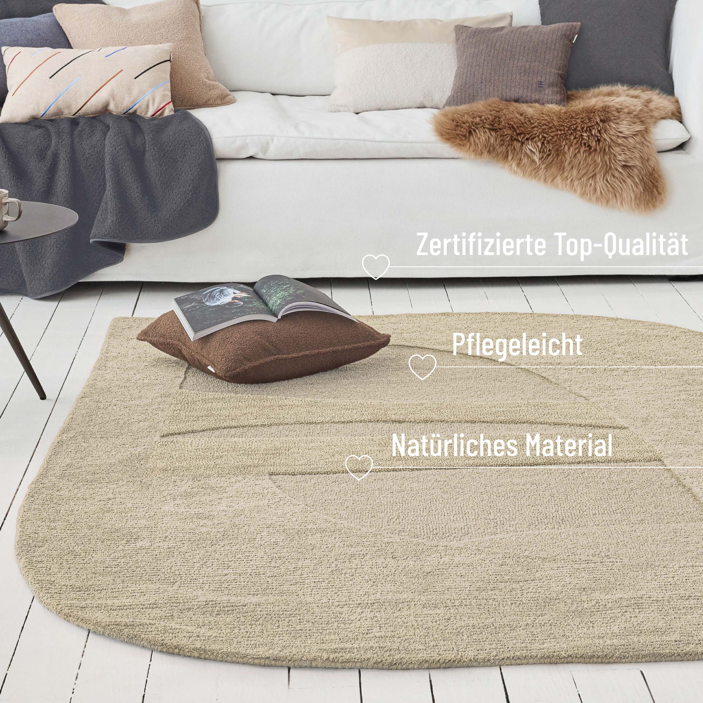 Wecon home Teppich »Dodo«, rechteckig, 10 mm Höhe, Wollteppich, asymmetrisch, hochwertig, handgetuftet, robust, modern