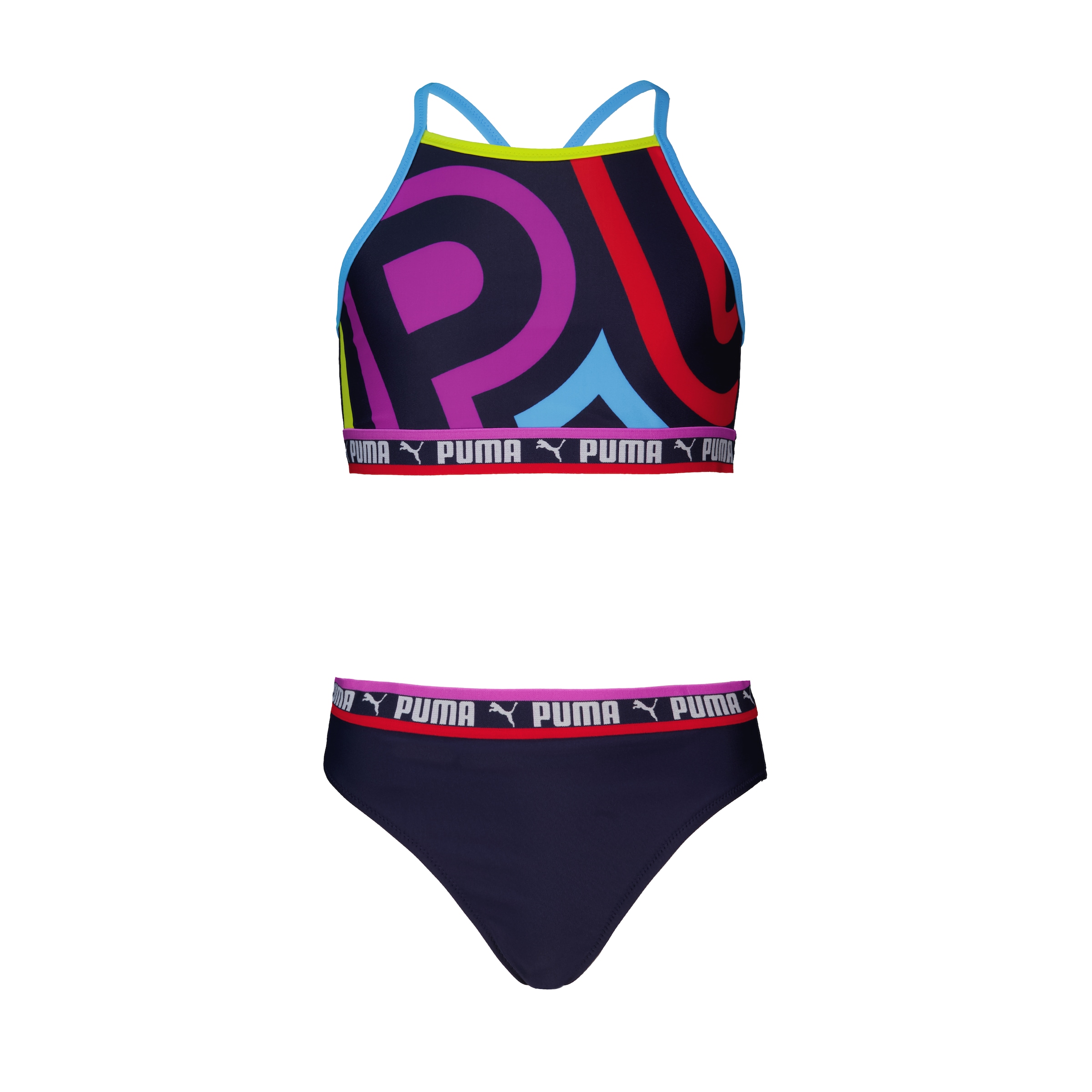 PUMA Mädchen Triangel-Bikini "PUMA SWIM GIRLS PLACED PRINT BIKINI SET"multi colour, Gr. 152, Obermaterial: 82% Polyester, 18% Elasthan, Bikini-Sets