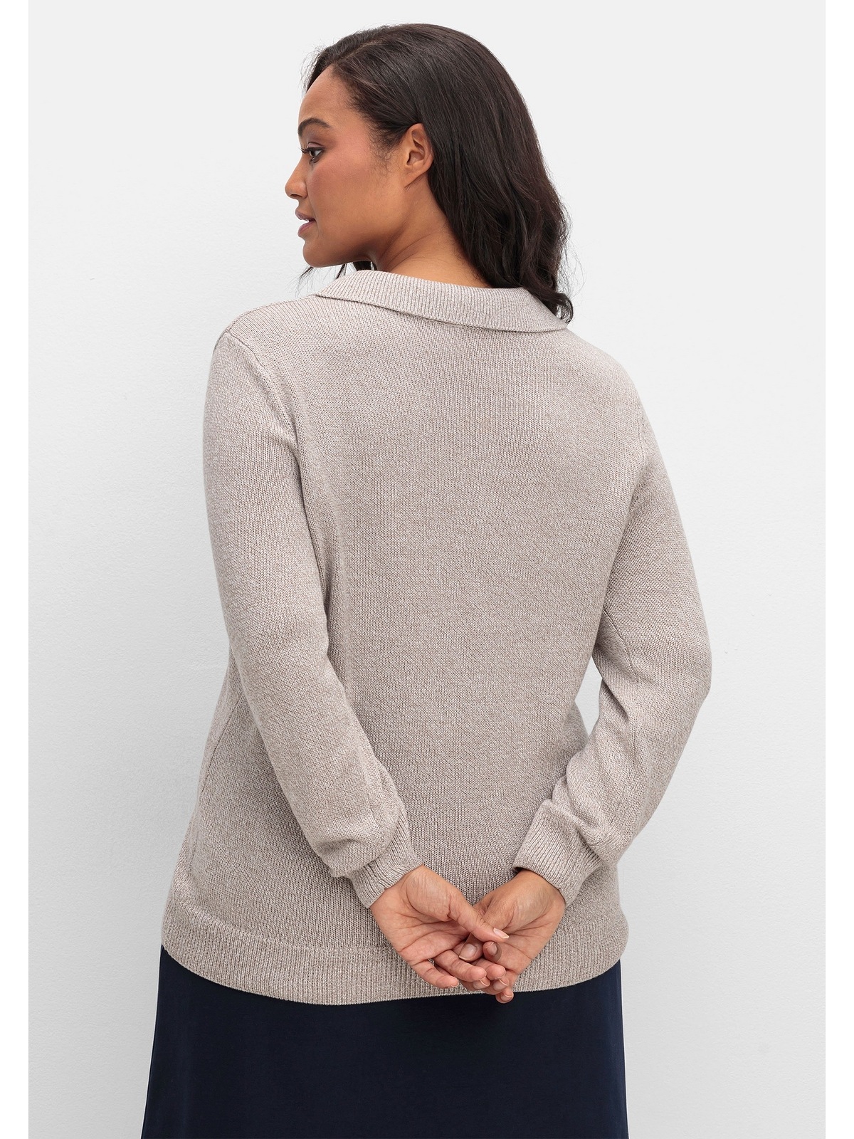 Sheego Strickpullover »Große Größen«, mit Polokragen, in melierter Optik