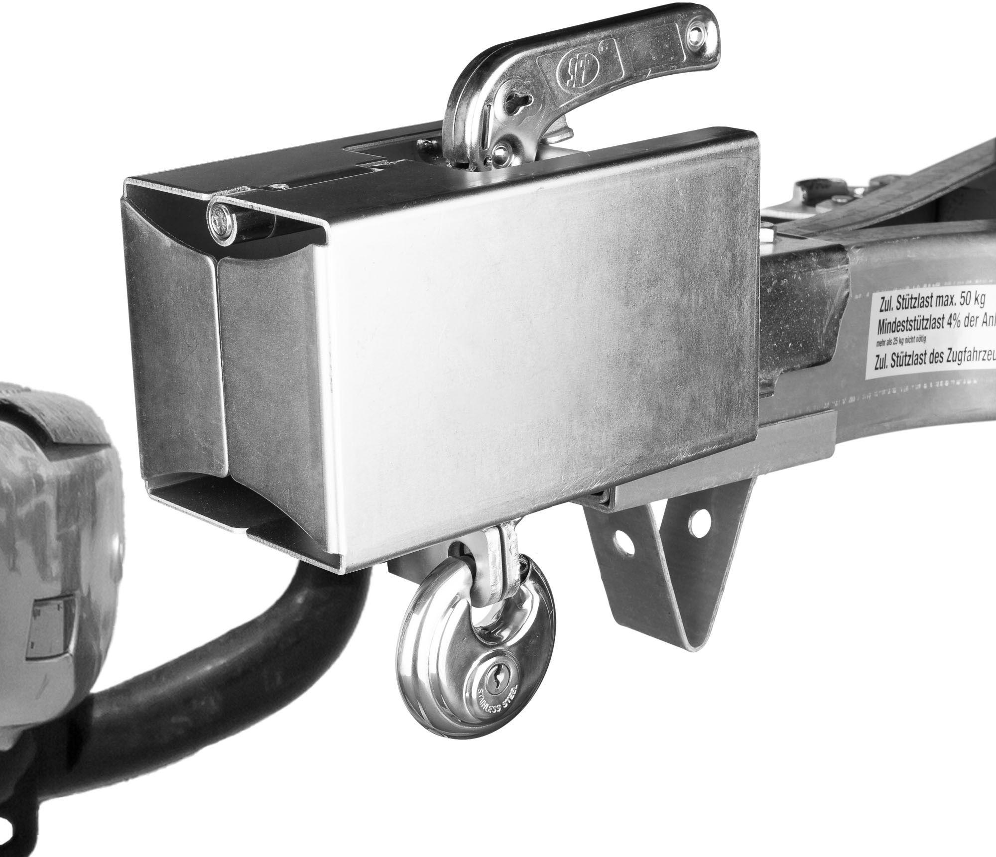 STEMA Kastensicherung »Diebstahlsicherung Safety-Box XL«, (Packung, 2 tlg., Kastensicherung-Schloss), Für Anhänger im an- und abgekuppelten Zustand