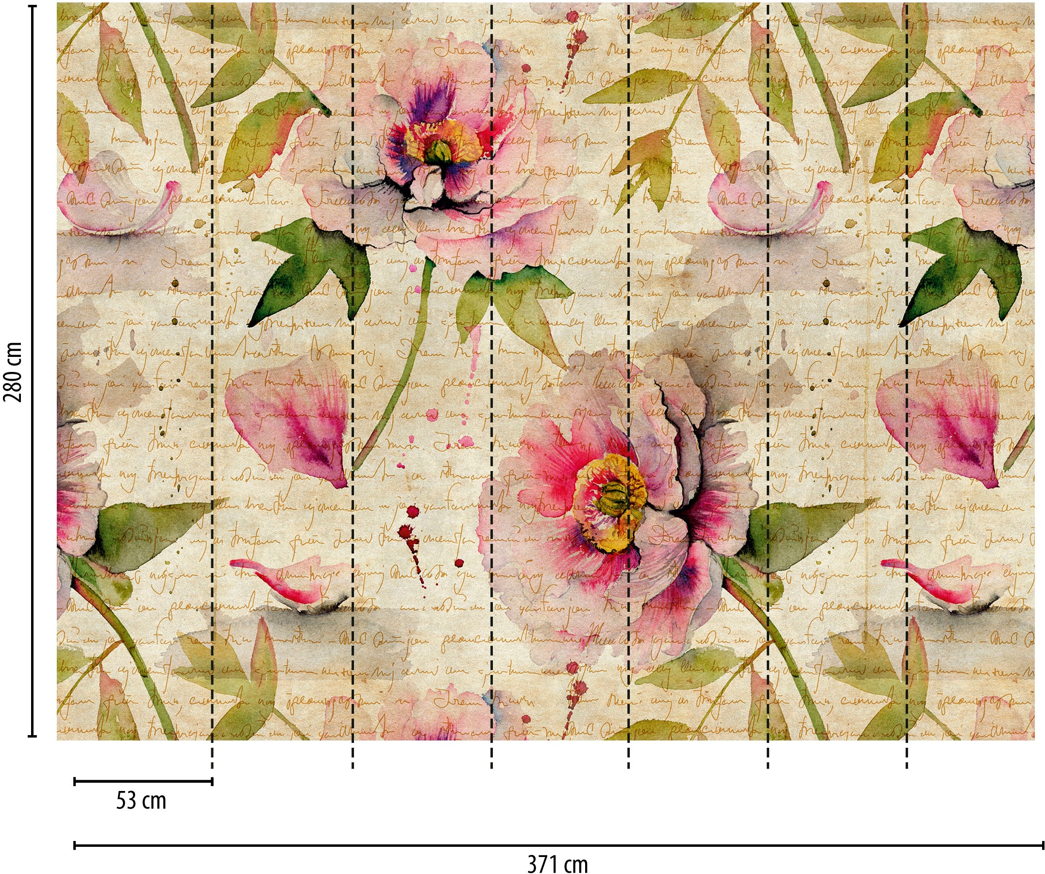 living walls Fototapete »The Wall«, geblümt-floral-natürlich, Fototapete Vintage Tapete Blume Tapeten Wohnzimmer Design Kinderzimmer