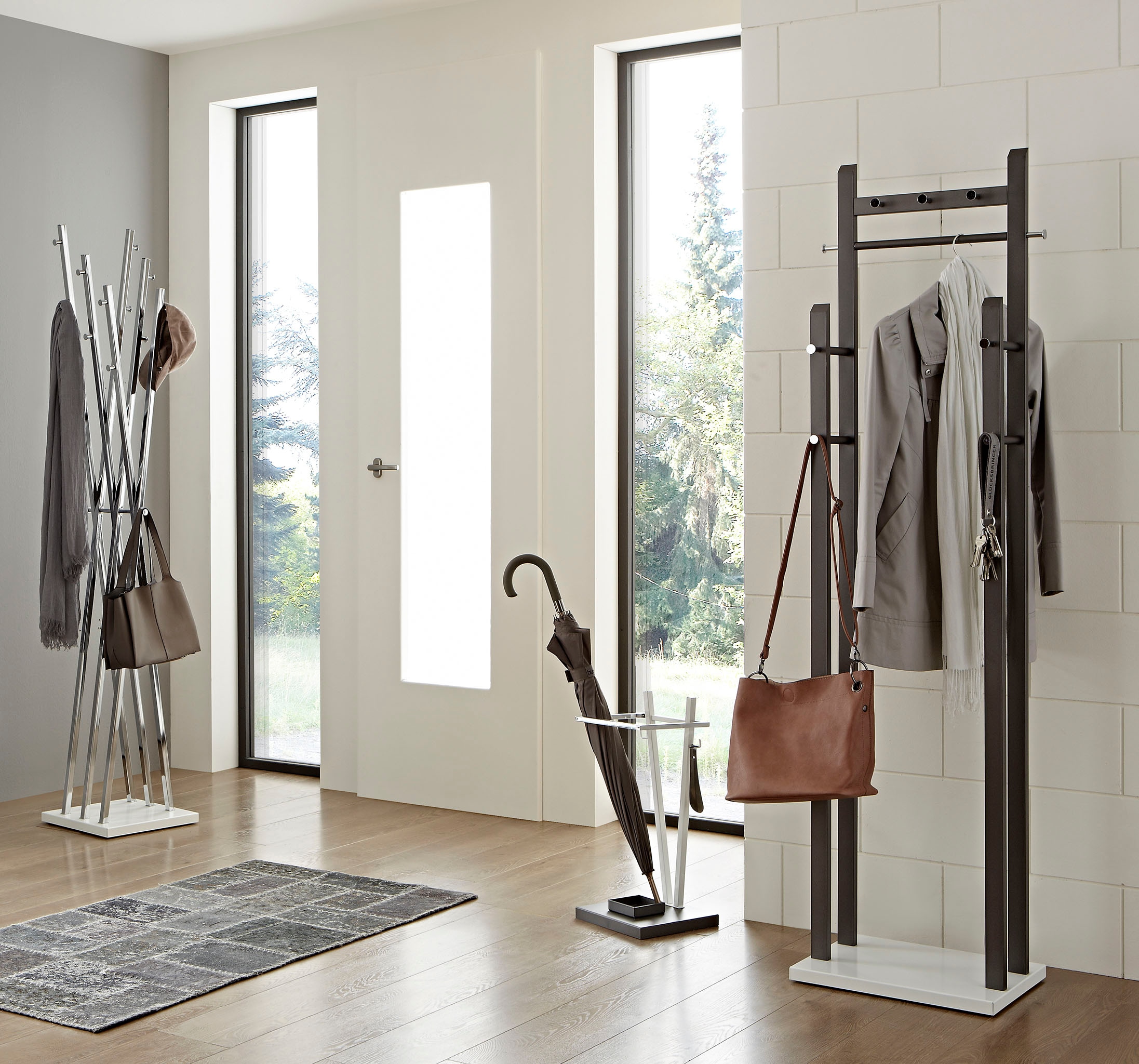HAKU Garderobenständer »Kleiderständer, Standgarderobe« quadratisch - aus Metall Silber - B/T/H 35/35/186 cm