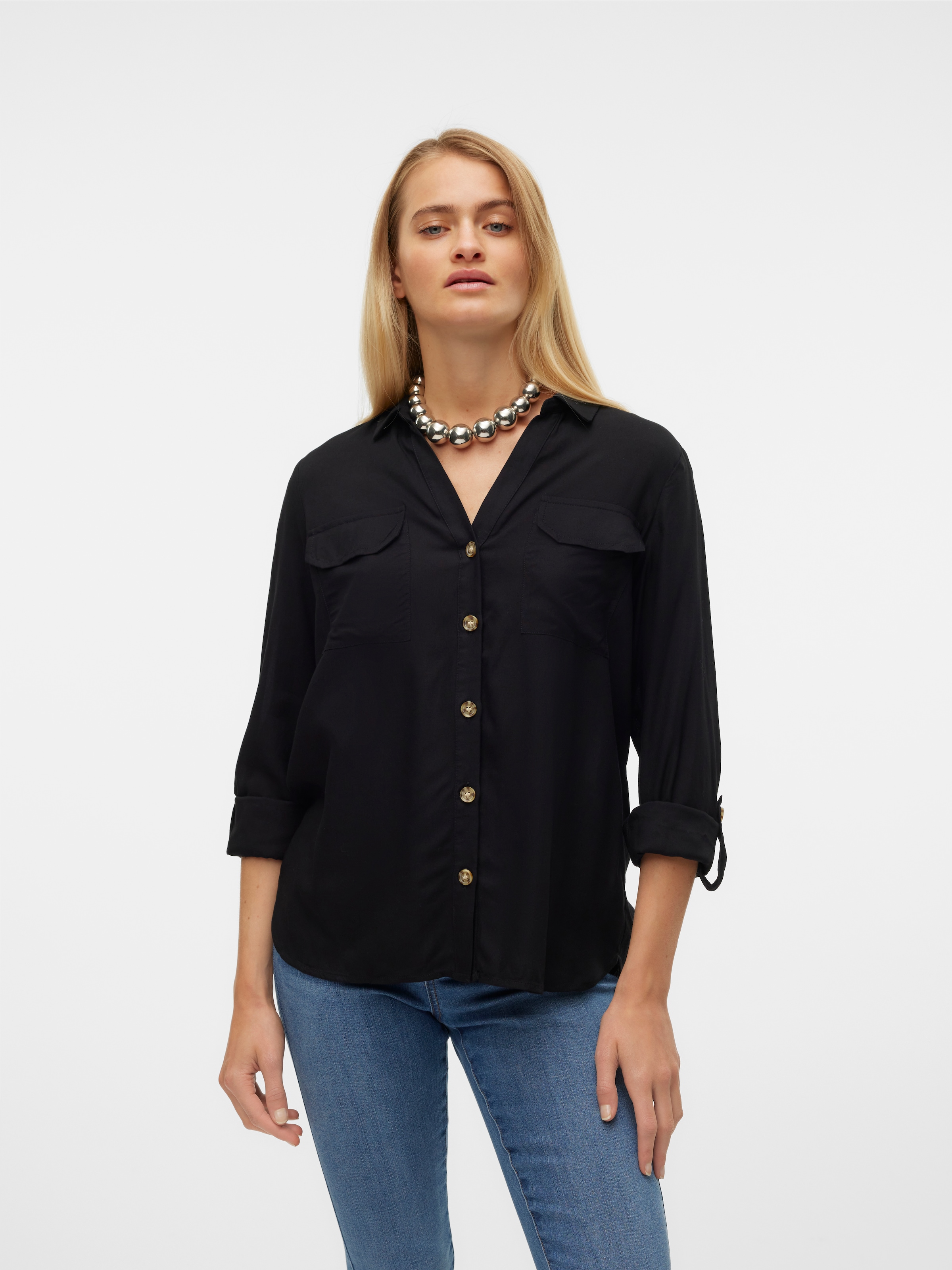 Vero Moda Hemdbluse »VMBUMPY L/S SHIRT NEW WVN GA NOOS« Viskose, regular fit
